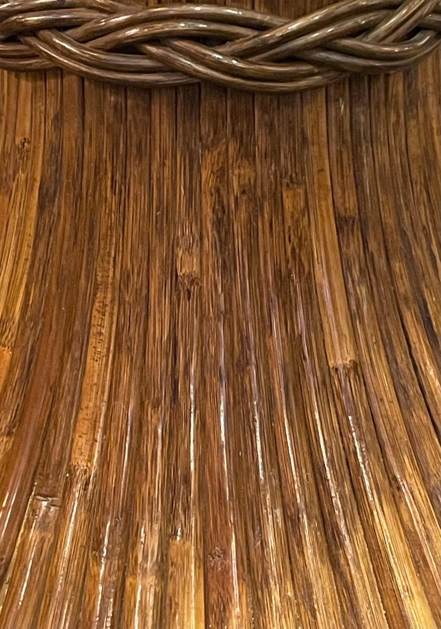 Mesa de comedor con base de bambú y tapa de cristal, Italia, años 60 mediados del siglo XX en venta