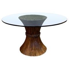 Bamboo Base, Glass Top Dining Table, Italy, 1960s