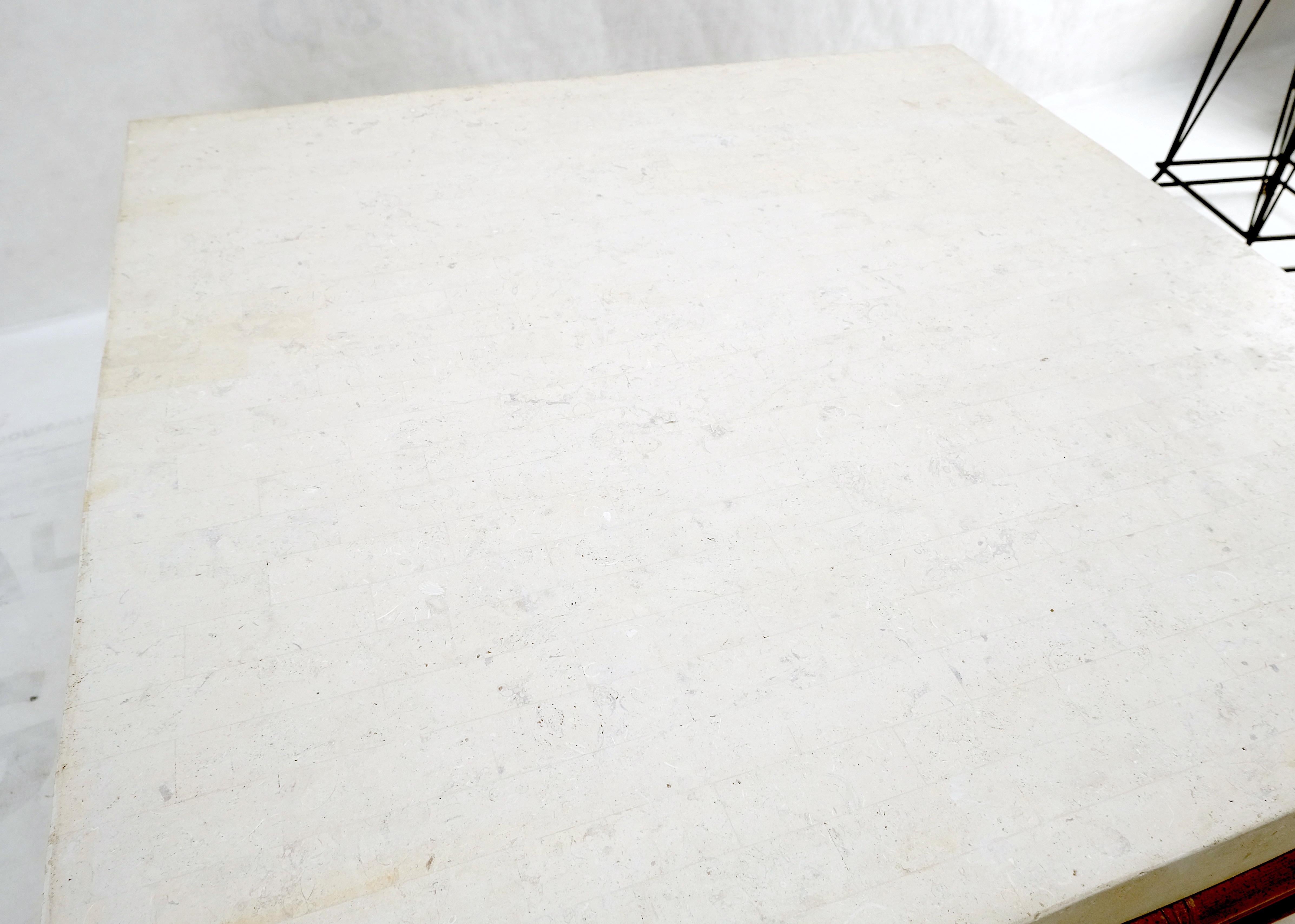 Bamboo Base Square White Lime Stone Top Mid-Century Modern Coffee Table Mint For Sale 3