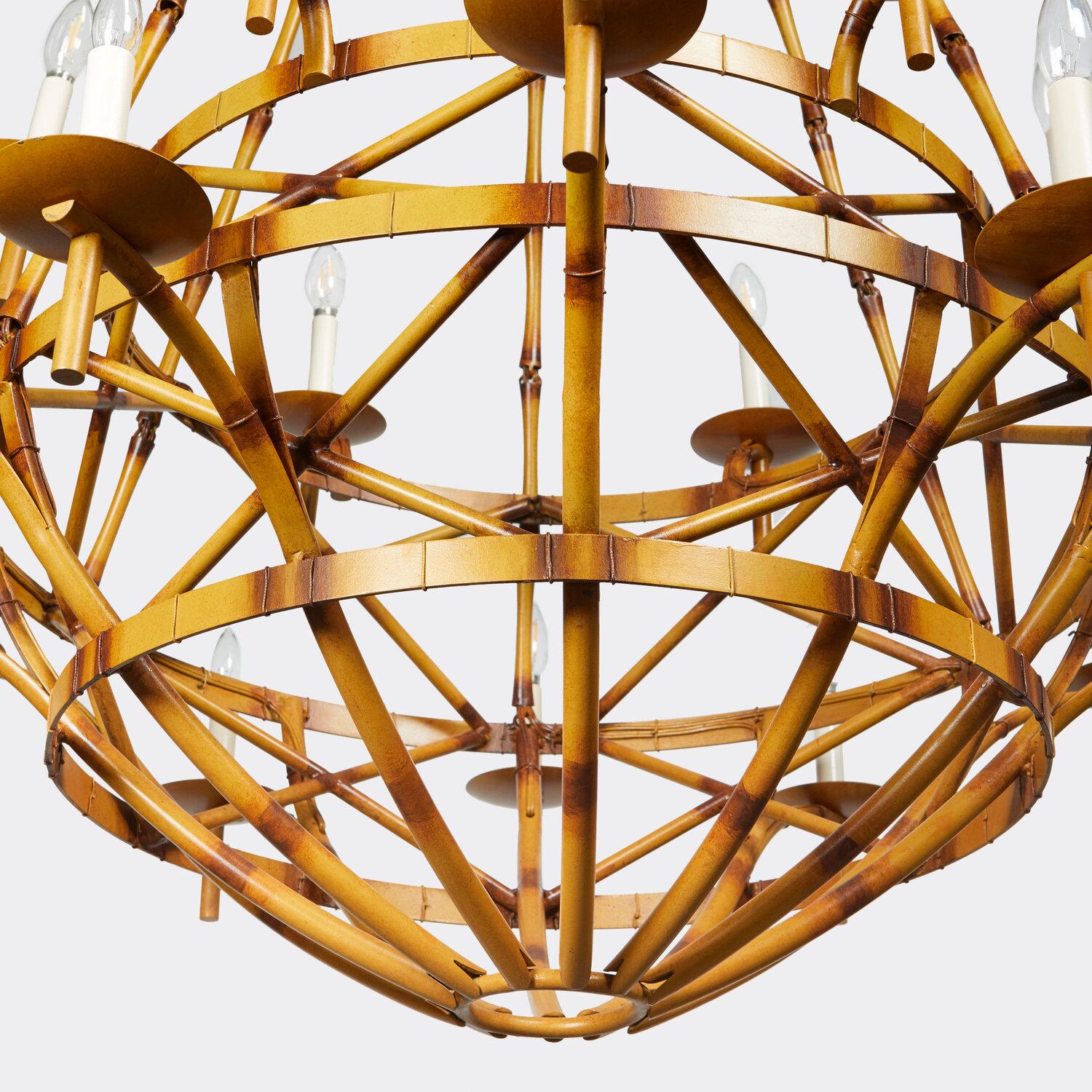 American Bamboo Basket Chandelier by David Duncan Studio For Sale