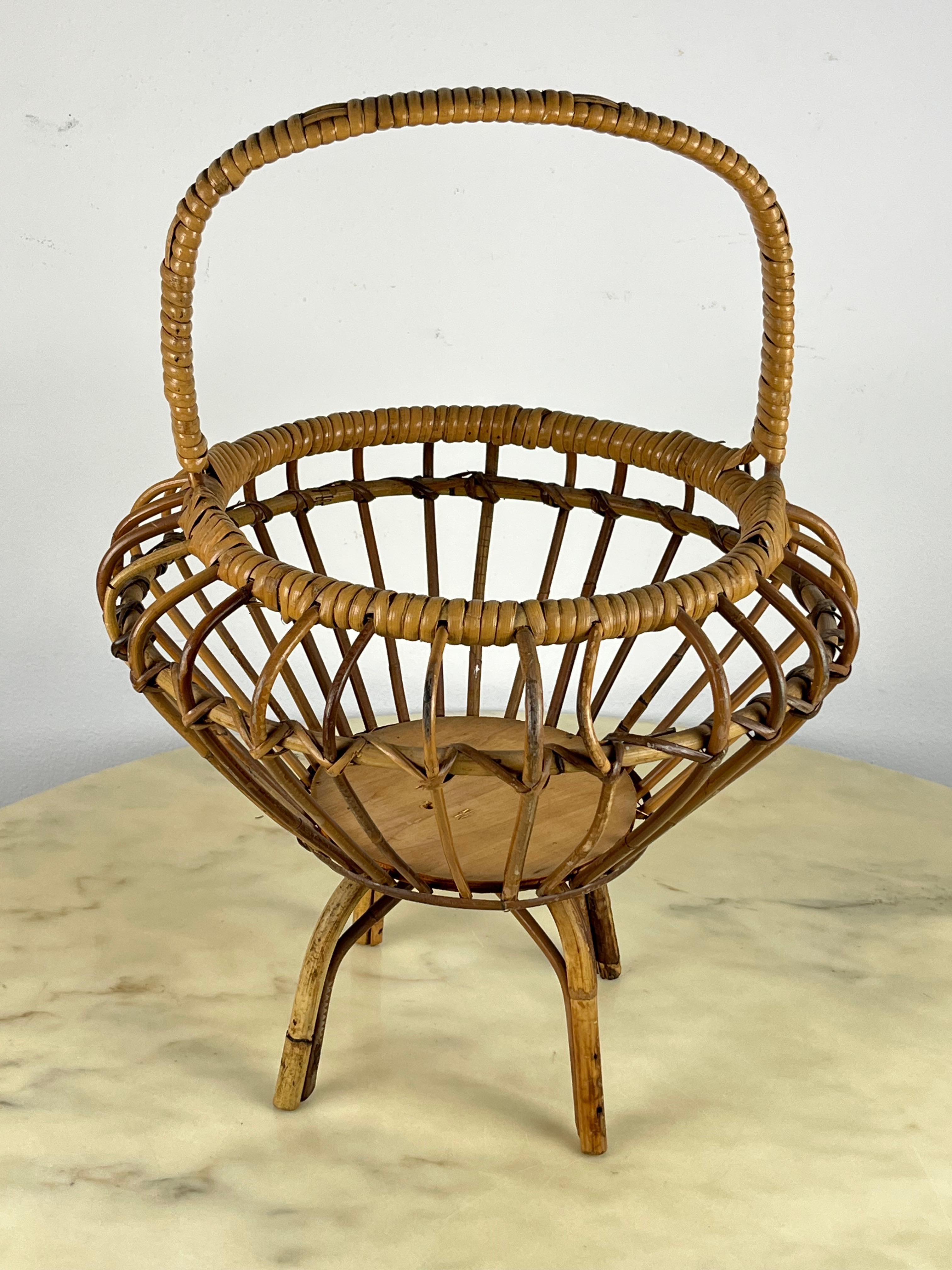 Italian Bamboo Basket, Italy, 1960s. For Sale