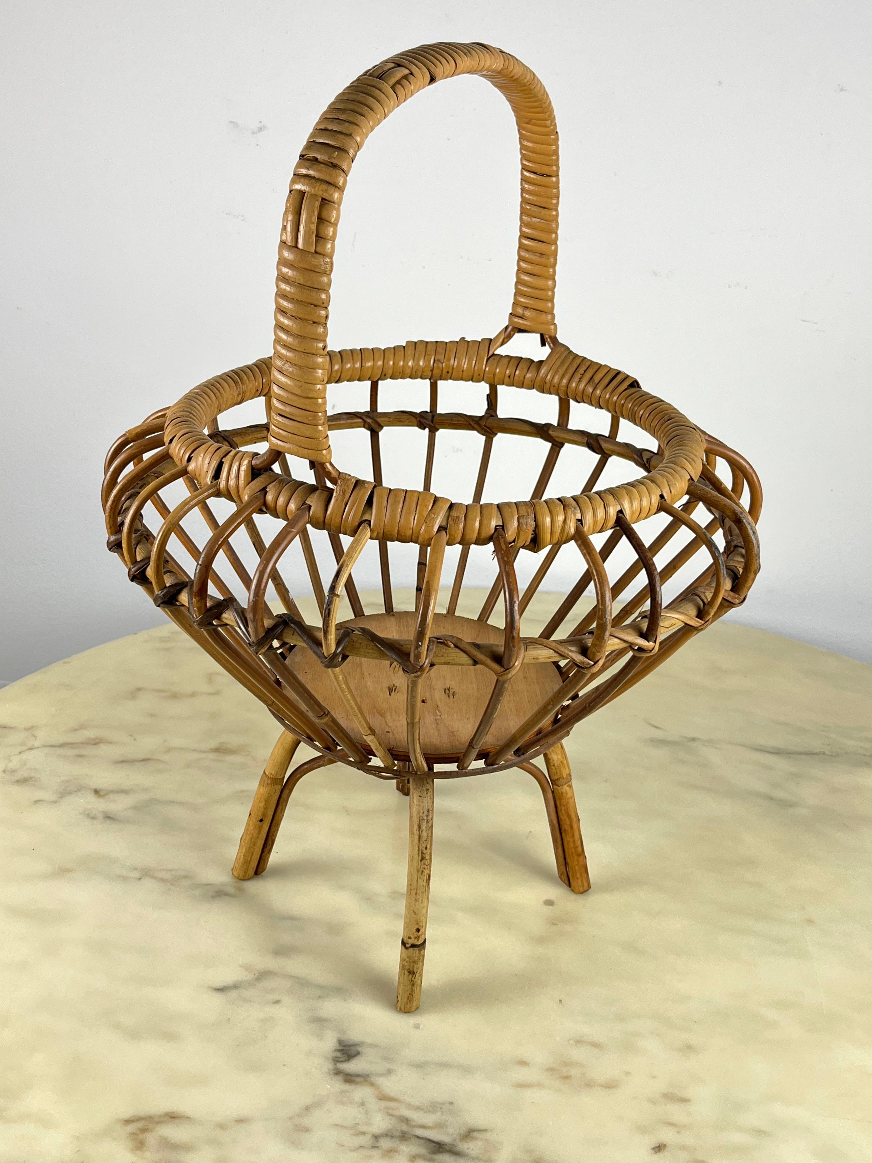 Mid-20th Century Bamboo Basket, Italy, 1960s. For Sale