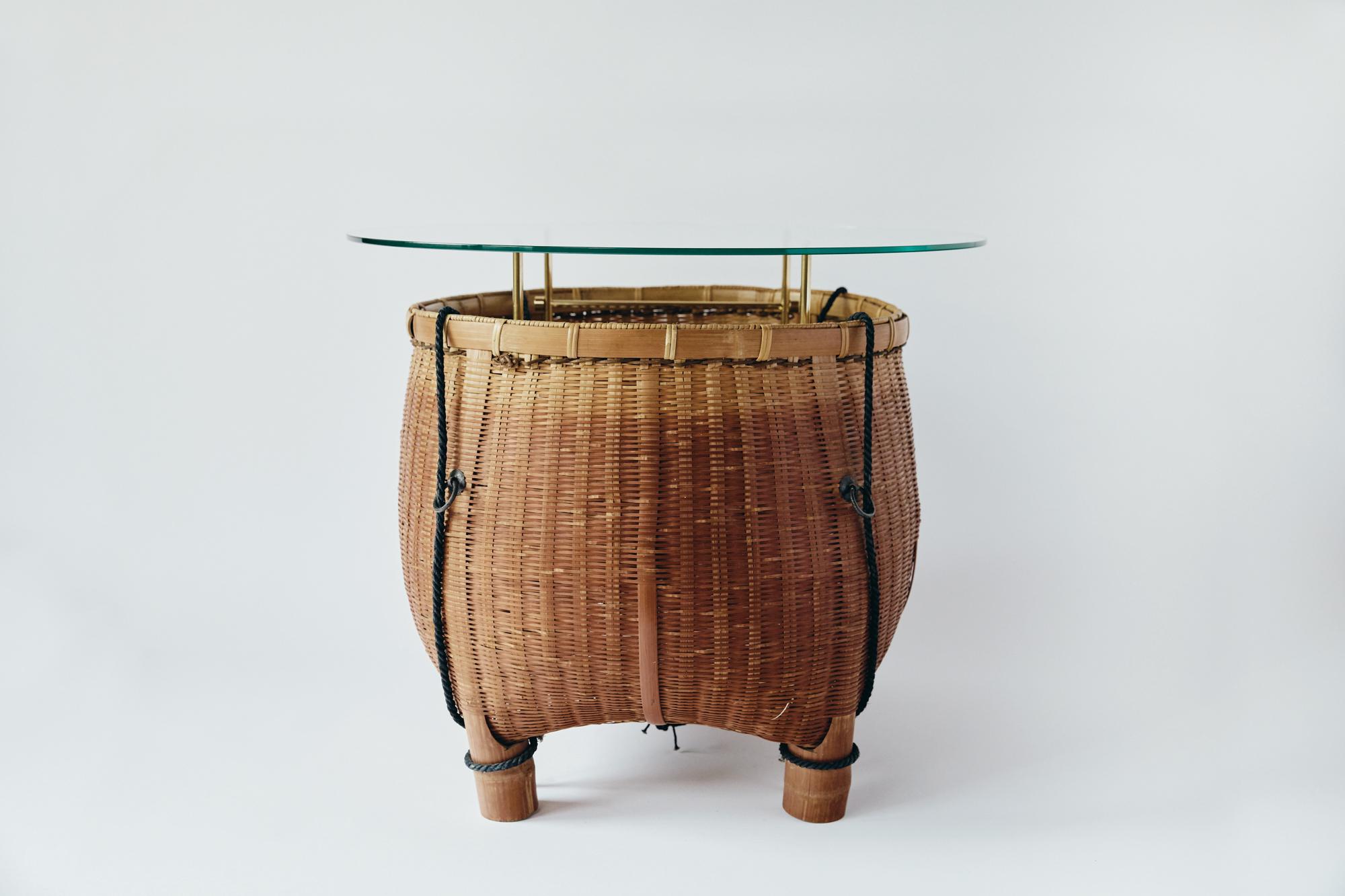 Brass Bamboo Basket Table Ryosuke Harashima Contemporary Zen Japanese Mingei