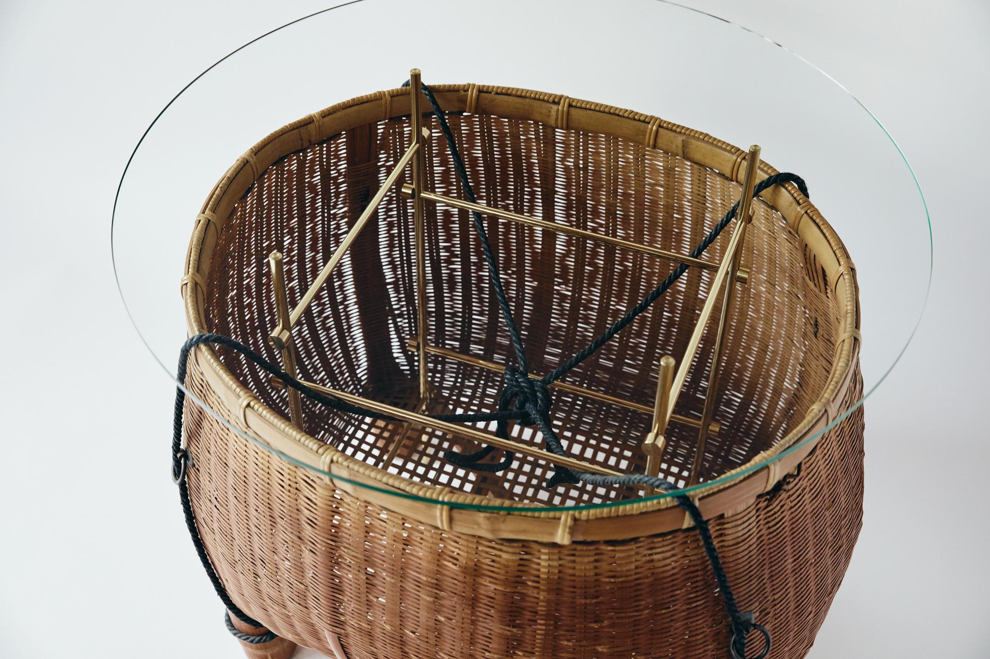 Bamboo Basket Table Ryosuke Harashima Contemporary Zen Japanese Mingei 1