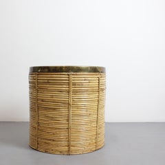 Bamboo basket with a gilt brass rim - c. 1960