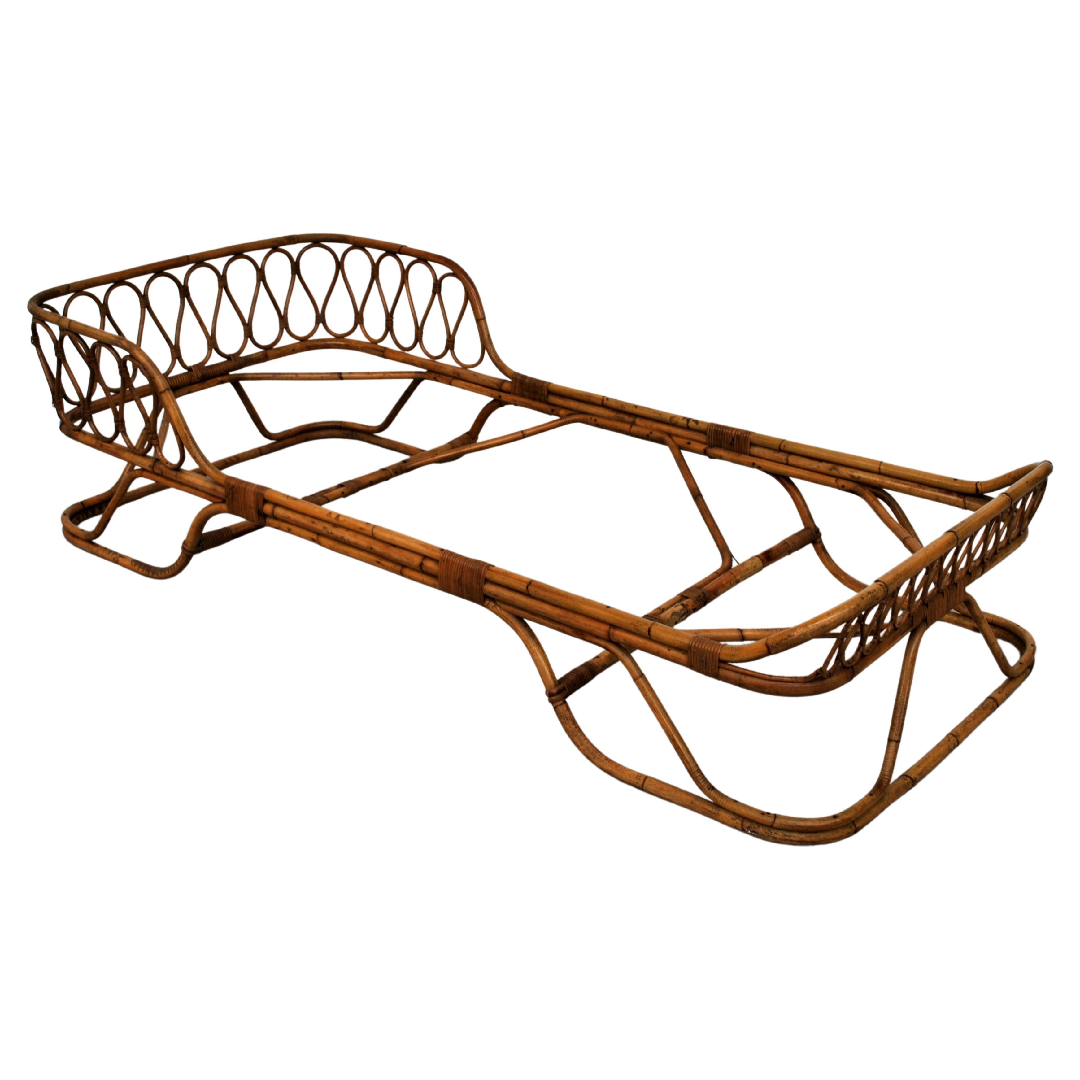 Bamboo Bed by Tito Agnoli for Bonacina, Italy, 50's For Sale