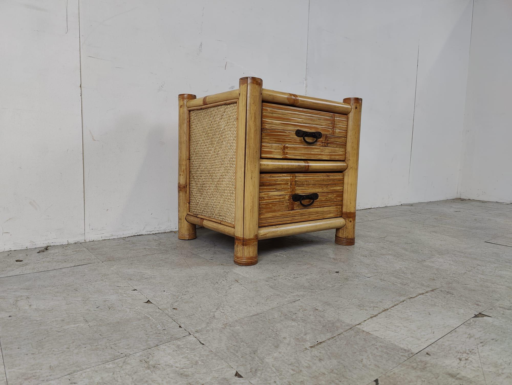 Bamboo bedside cabinet, 1970s For Sale 4