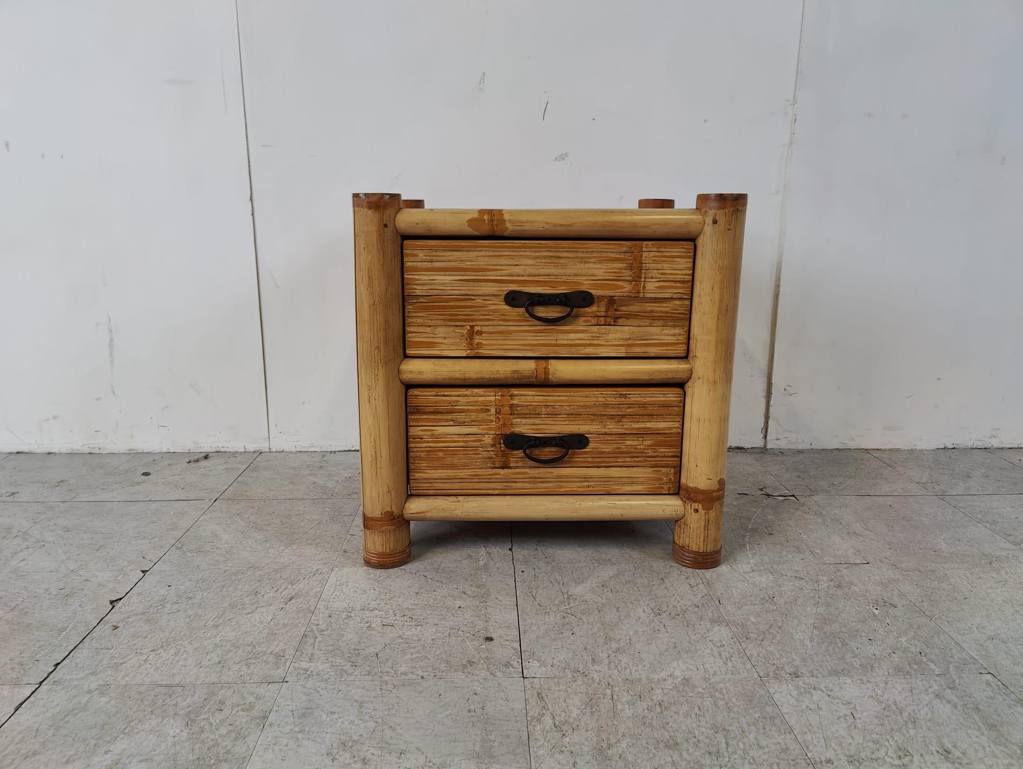Bamboo bedside cabinet, 1970s For Sale 6