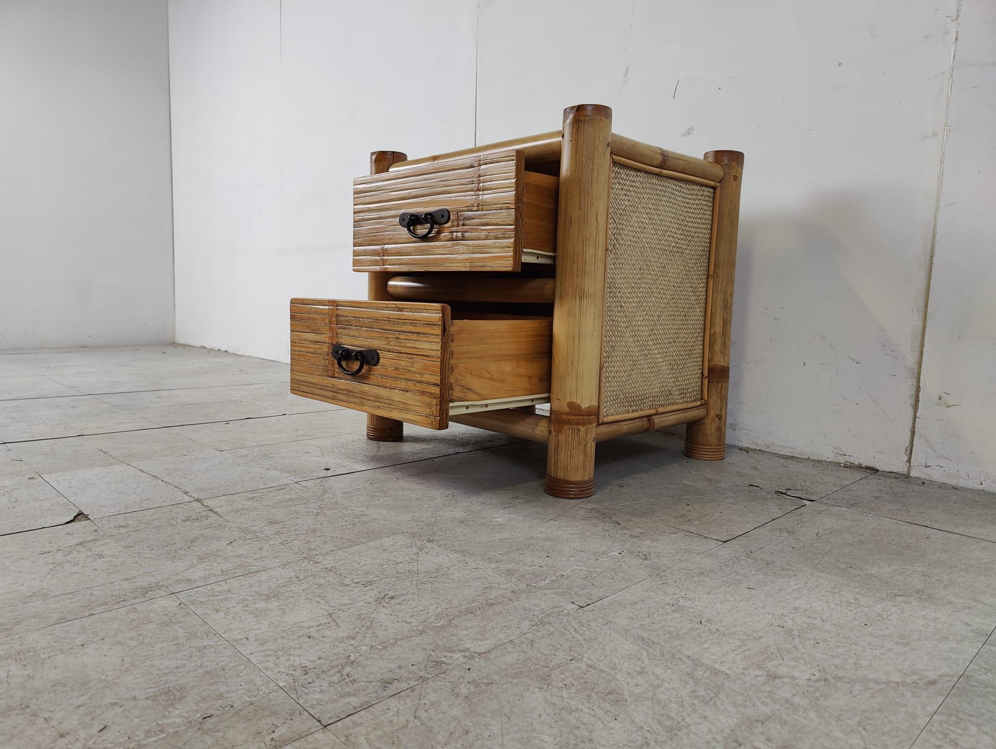 Bamboo bedside cabinet, 1970s For Sale 9