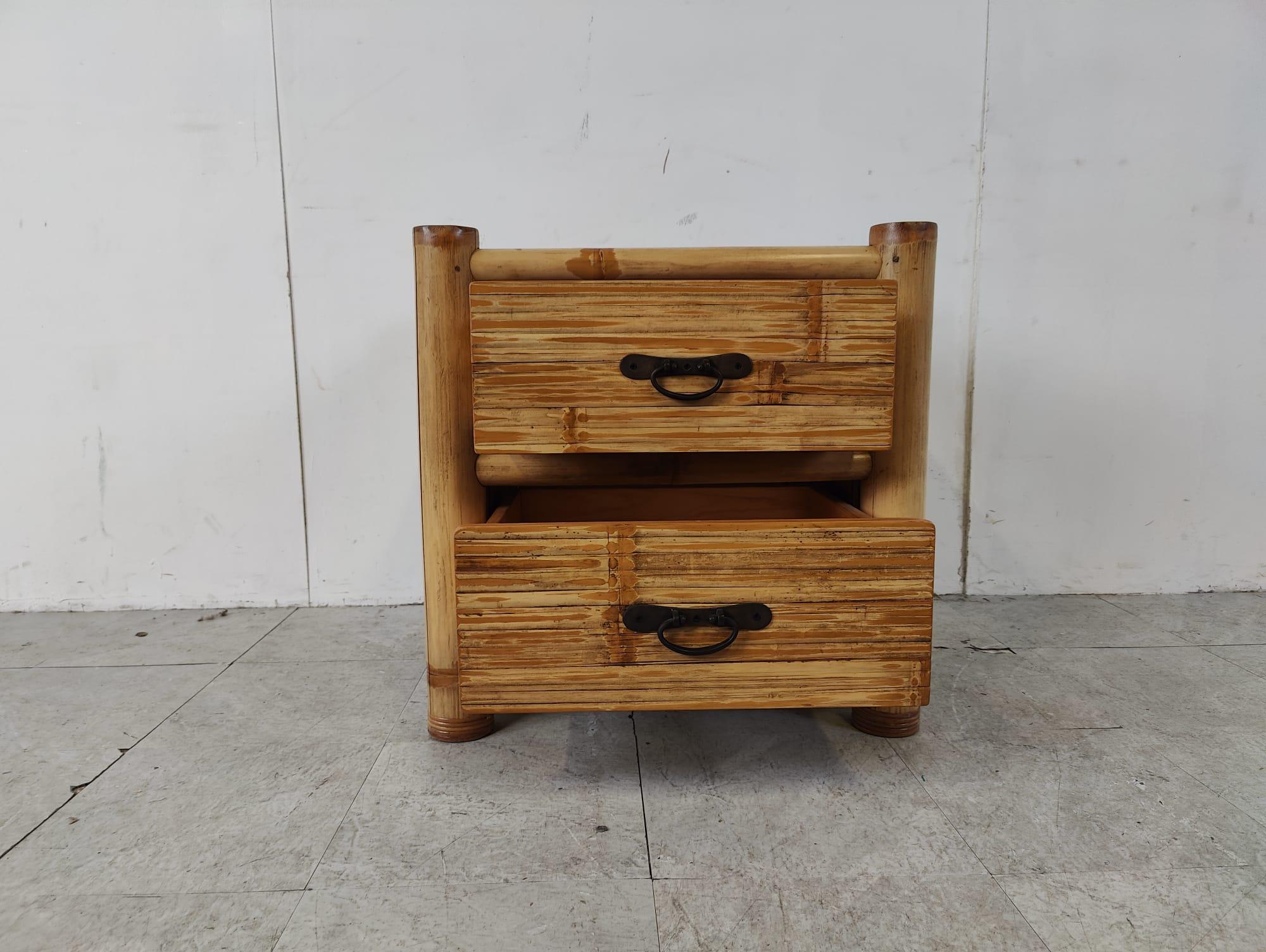 Bamboo bedside cabinet, 1970s For Sale 10