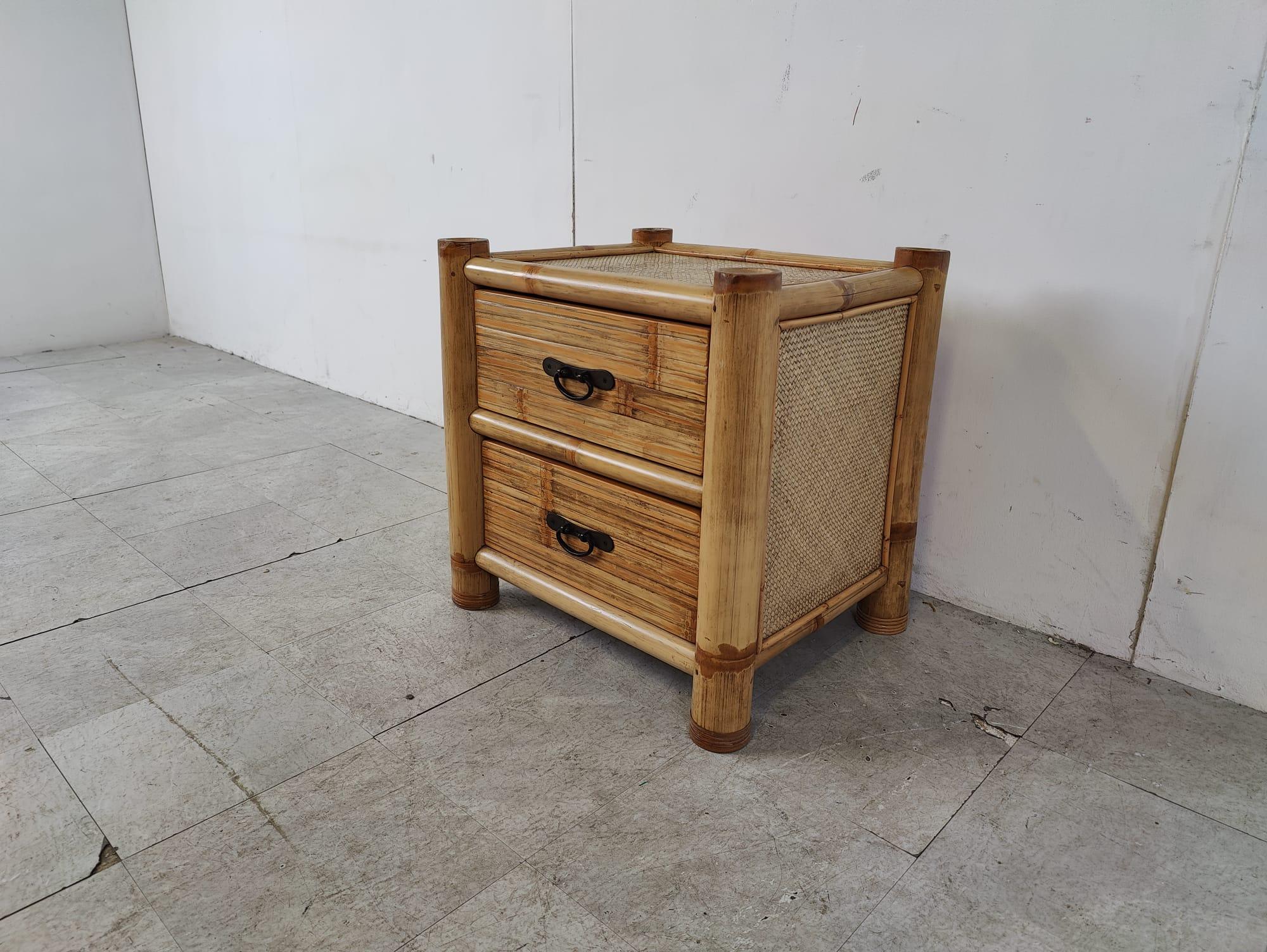 Bamboo bedside cabinet, 1970s For Sale 11