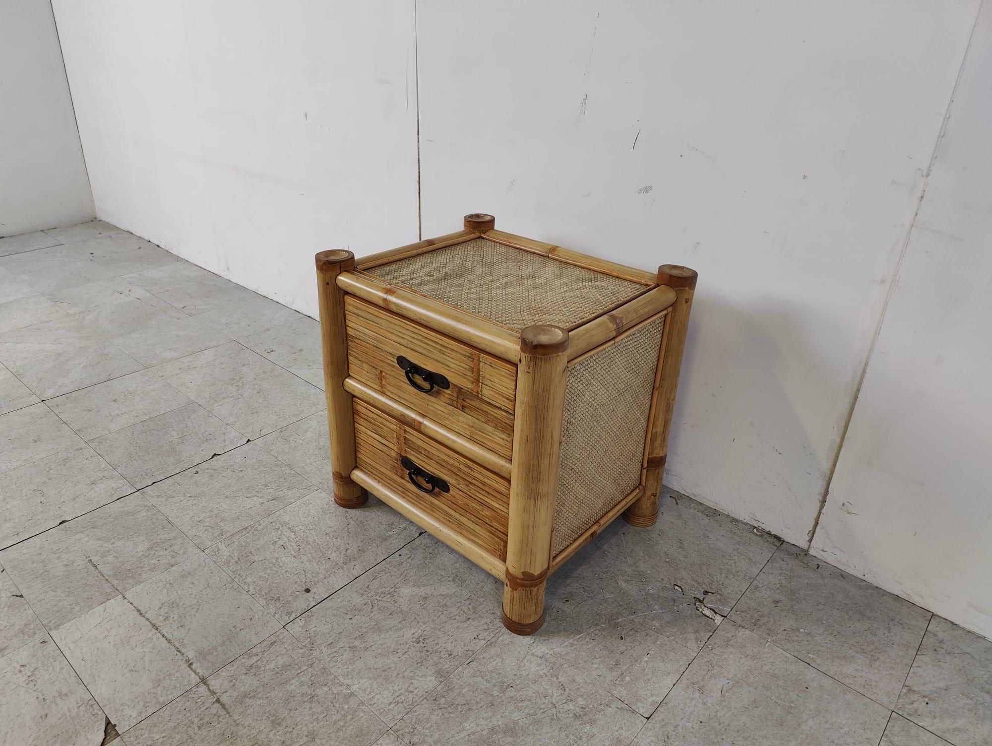 Bohemian Bamboo bedside cabinet, 1970s For Sale