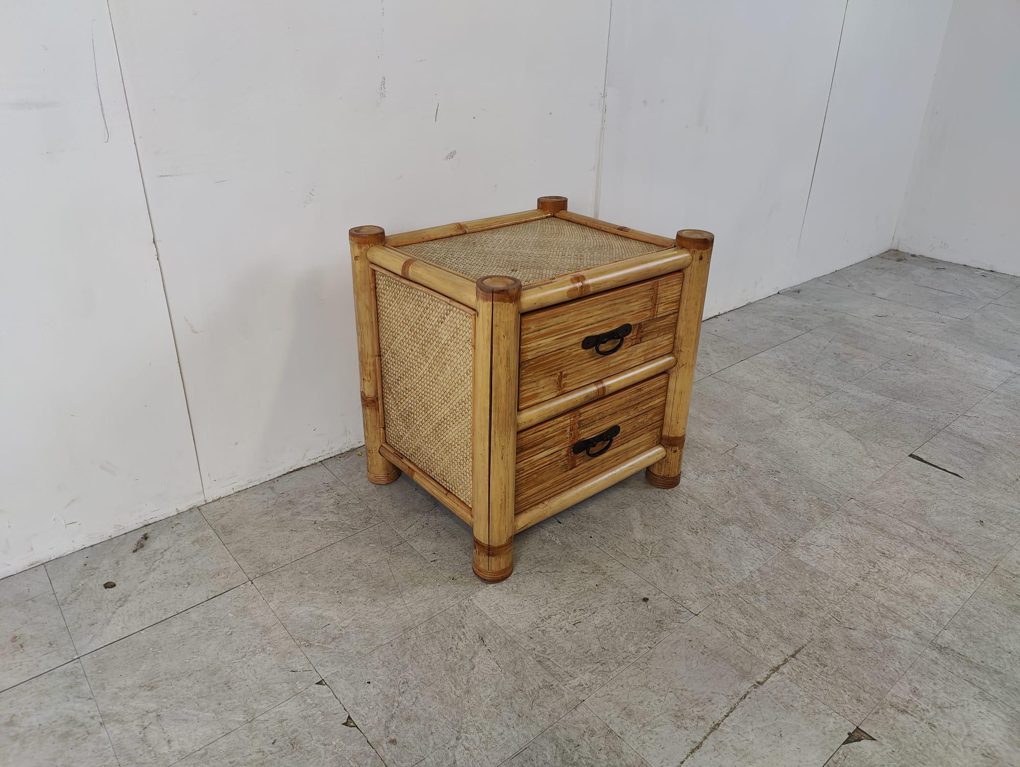 French Bamboo bedside cabinet, 1970s For Sale