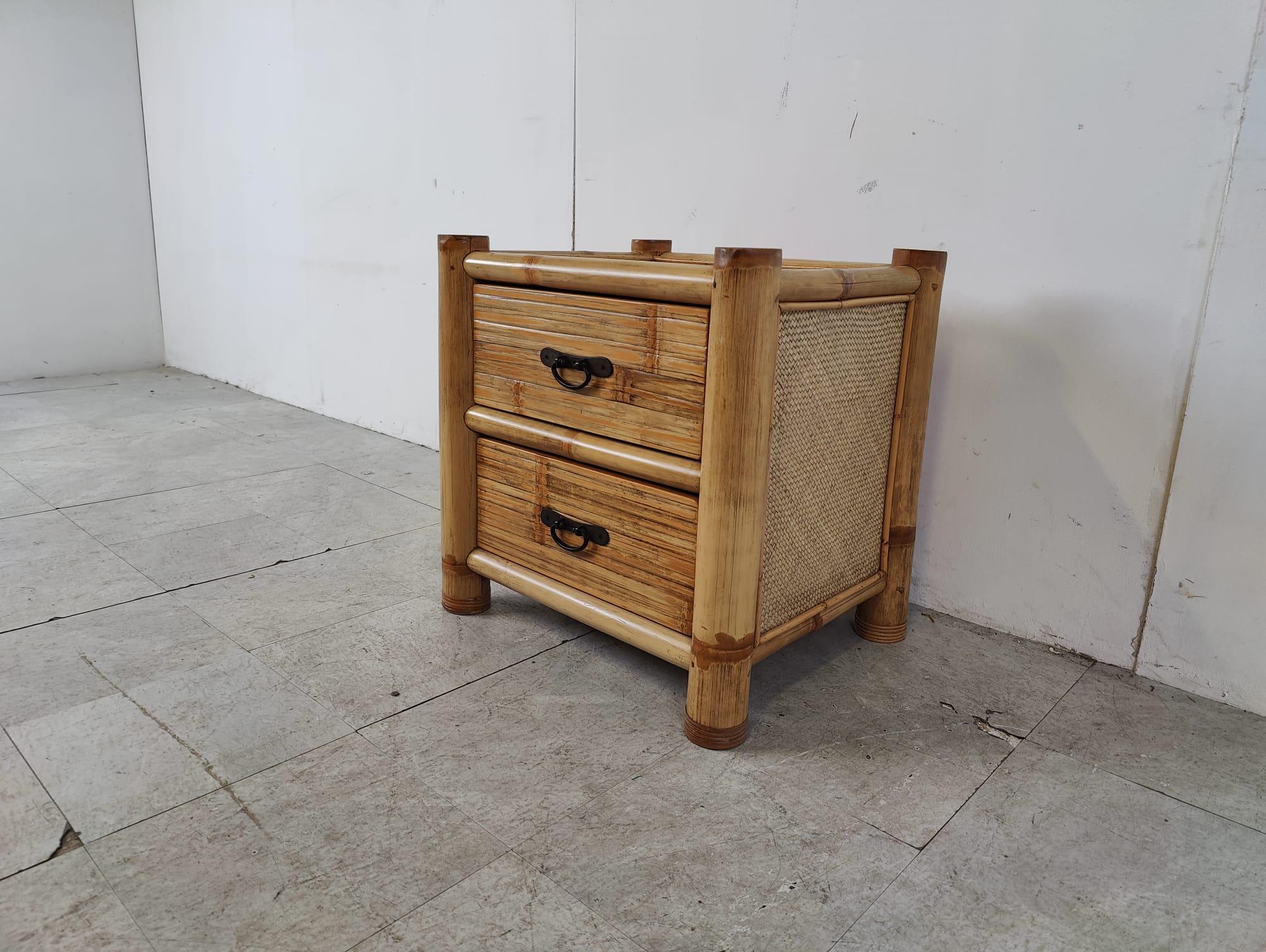 Bamboo bedside cabinet, 1970s In Good Condition For Sale In HEVERLEE, BE