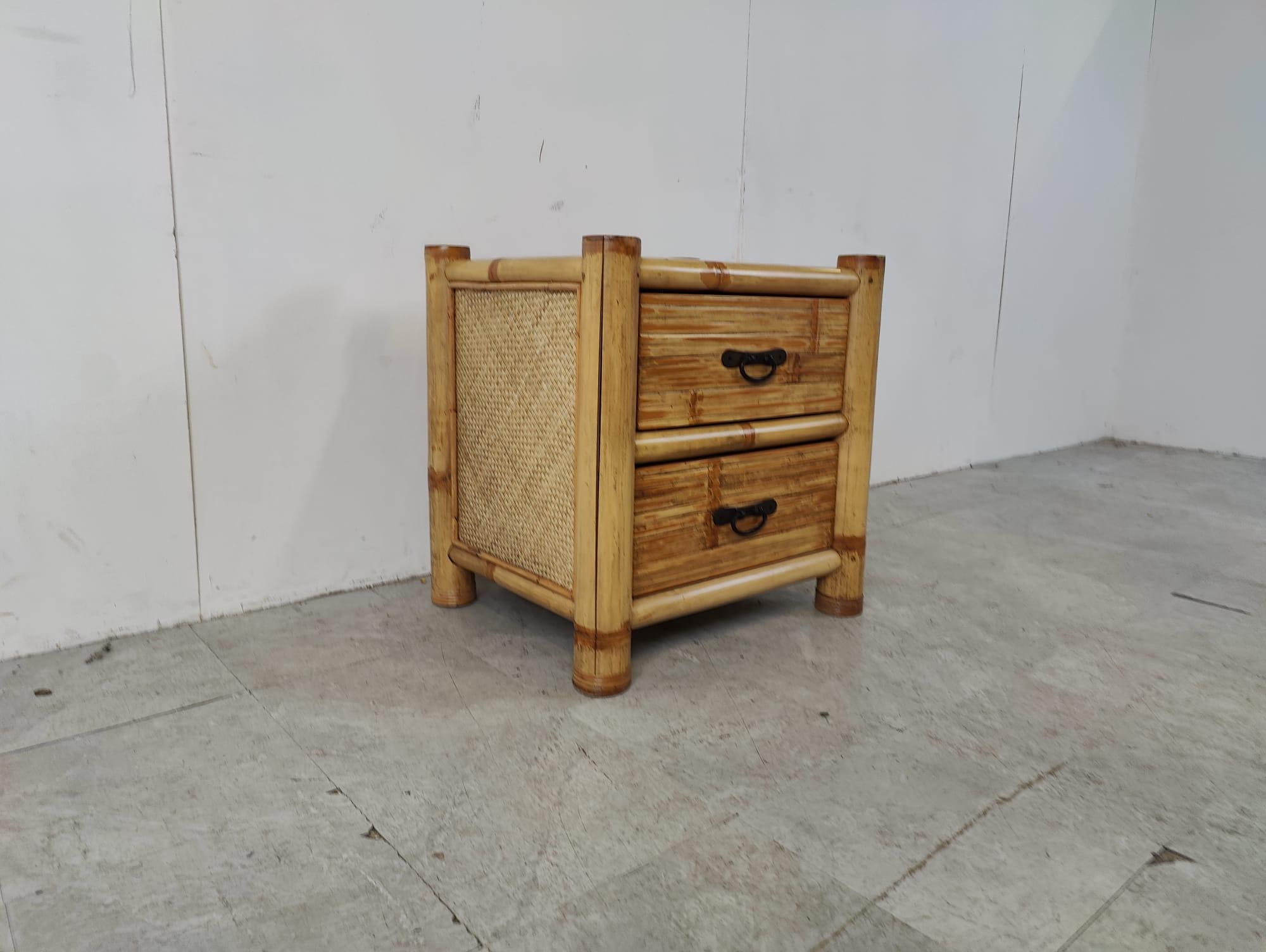 Bamboo bedside cabinet, 1970s For Sale 2