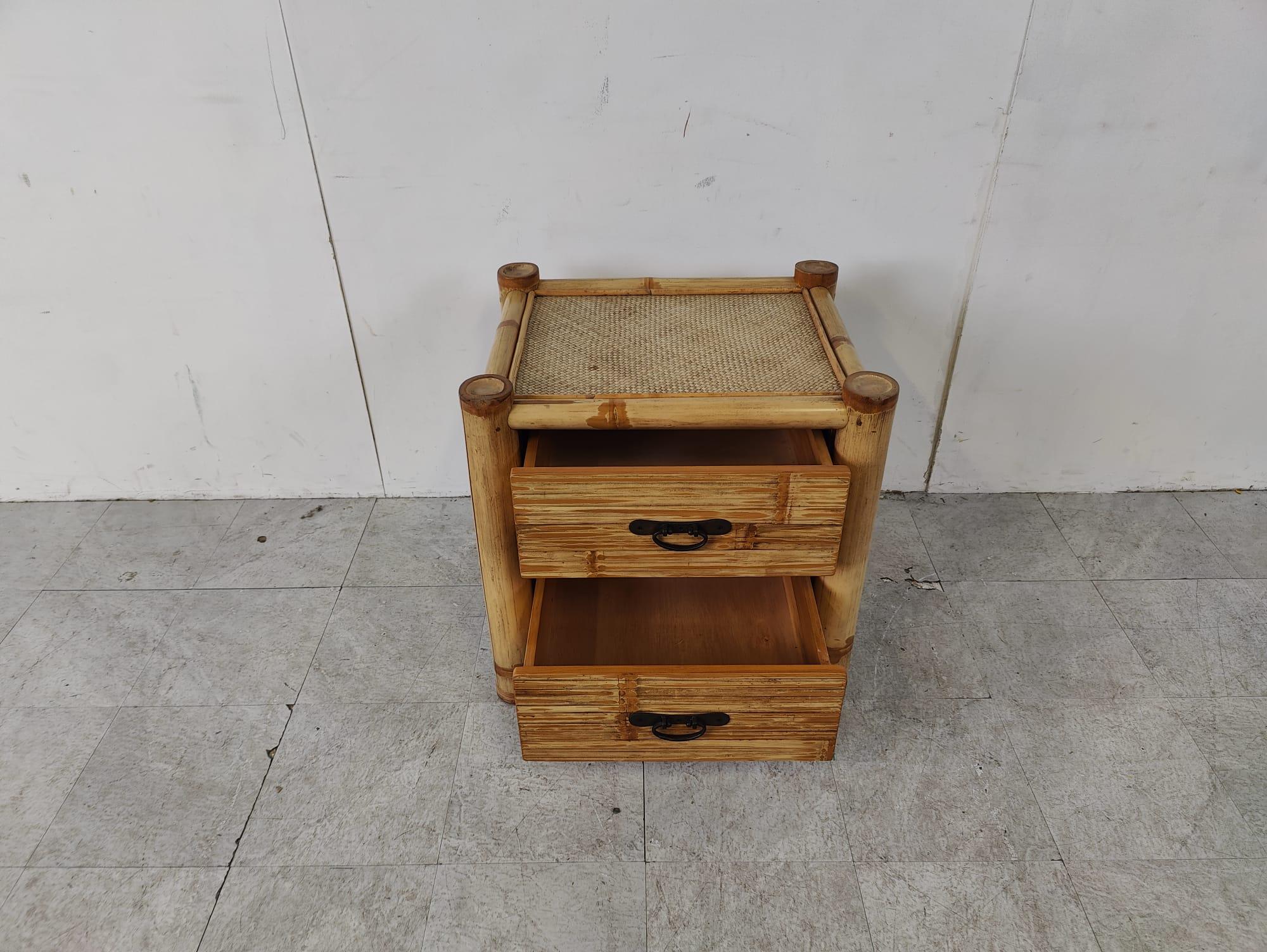 Bamboo bedside cabinet, 1970s For Sale 3