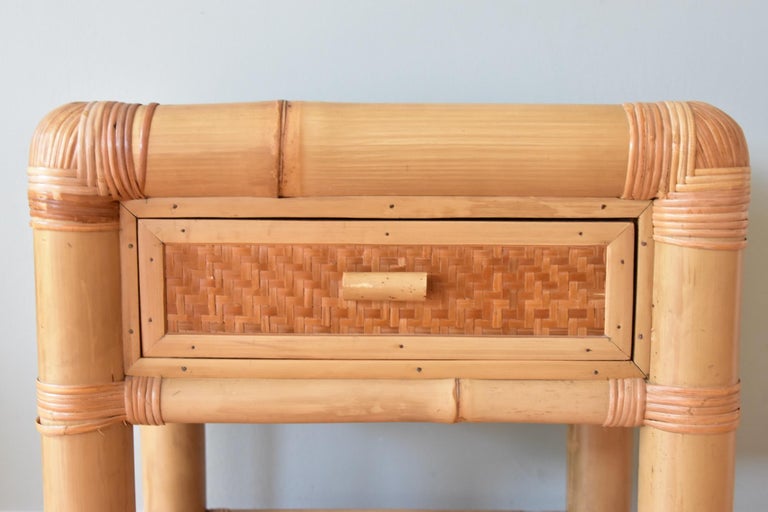Bamboo Bedside Table with Drawer For Sale at 1stDibs