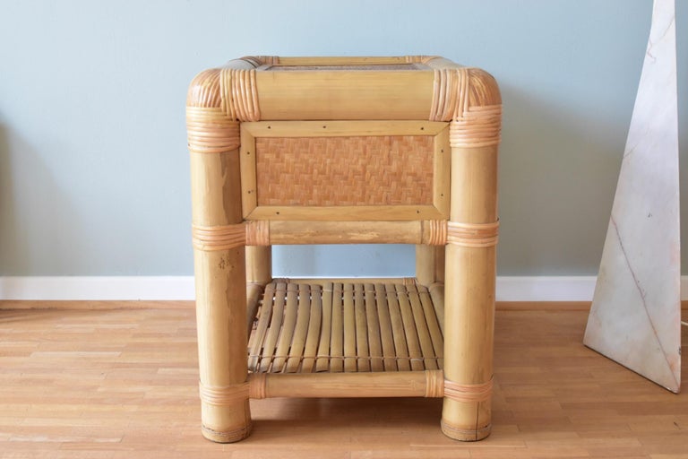 Bamboo Bedside Table with Drawer For Sale at 1stDibs