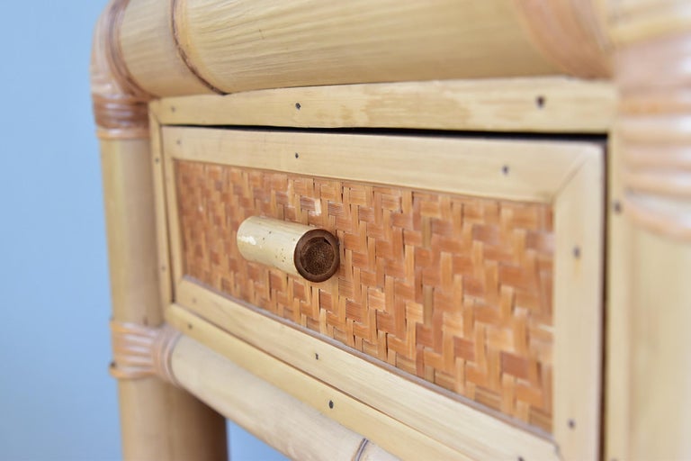 Bamboo Bedside Table with Drawer For Sale at 1stDibs