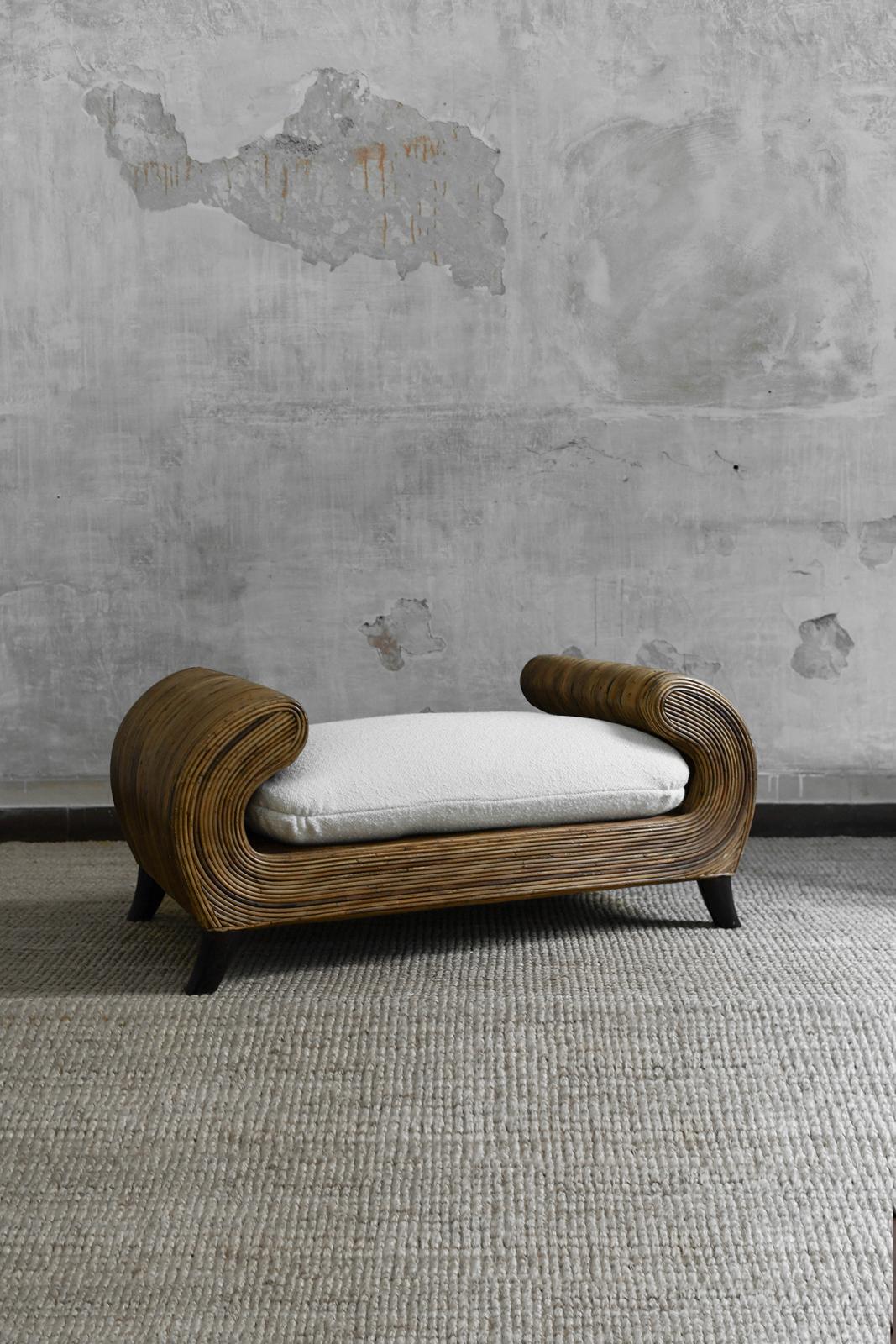 Bamboo Bench By Vivai Del Sud With Wooden Legs, Italy 1970
Product Details
Complete with Dedar fabric cushions – model “A Joy”.
Dimensions: 112 W x 52 H x 60 D cm