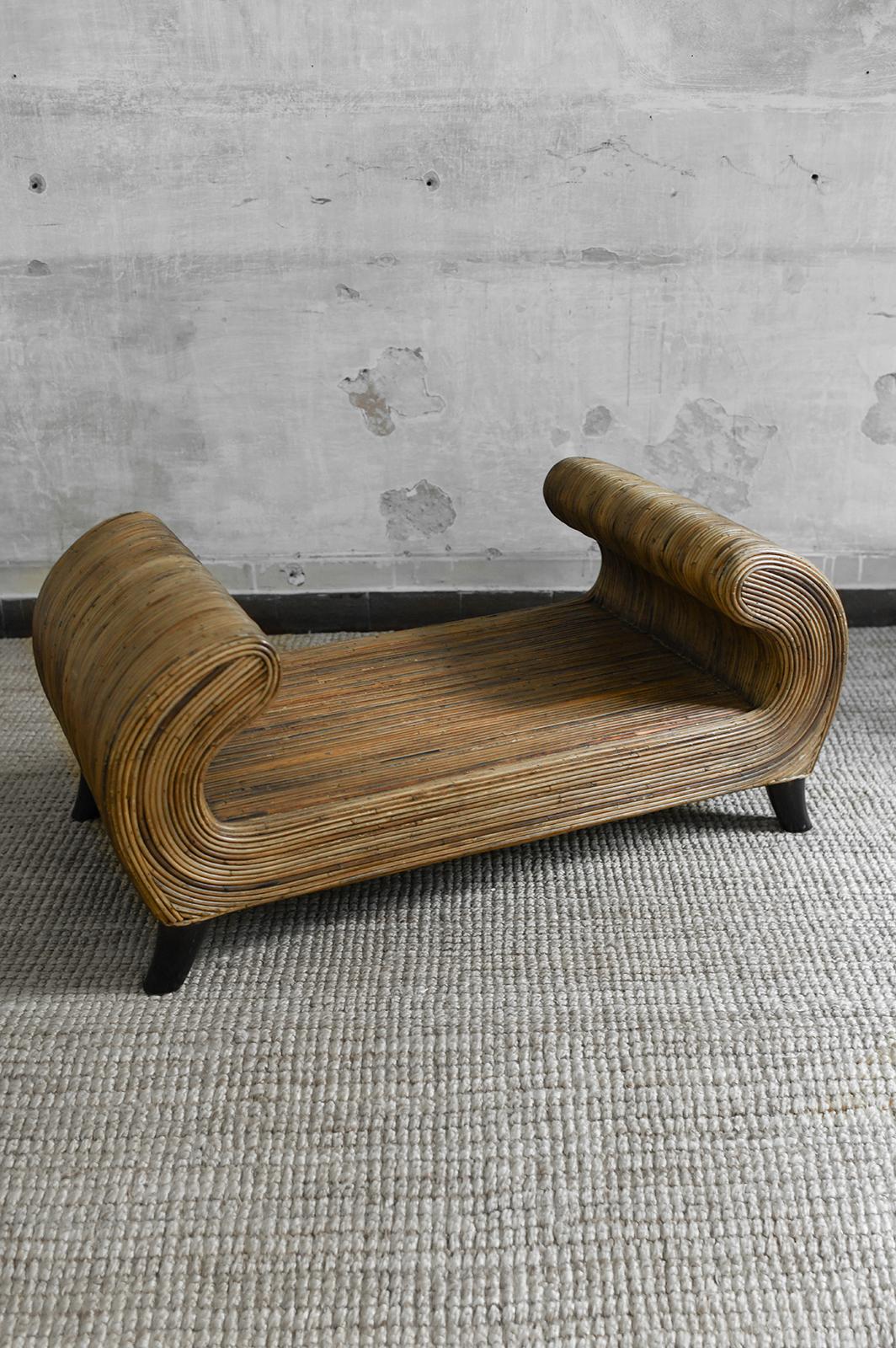 Bamboo Bench By Vivai Del Sud With Wooden Legs, Italy 1970 1