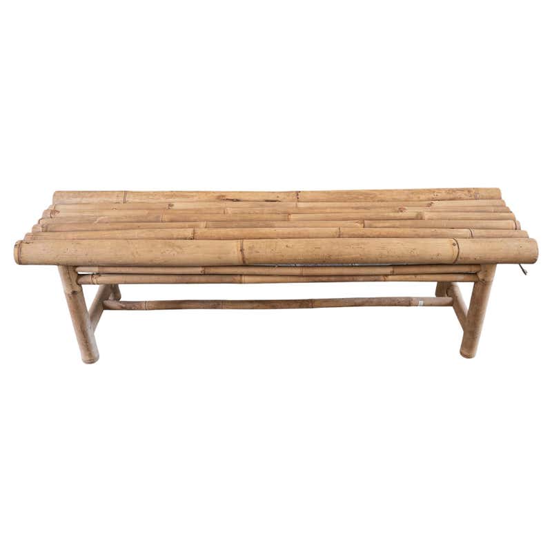 Handmade Bamboo and Wicker Rectangle Bench For Sale at 1stDibs | bamboo ...