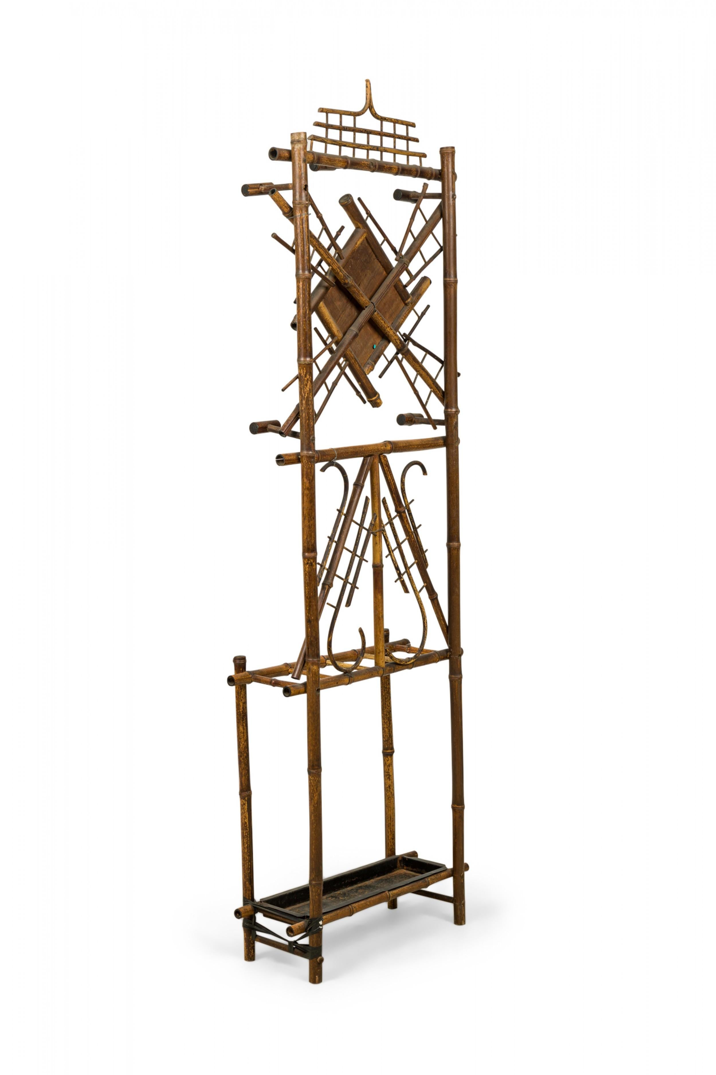 Bamboo Bentwood Standing Hat Rack / Umbrella Stand with Mirror 3