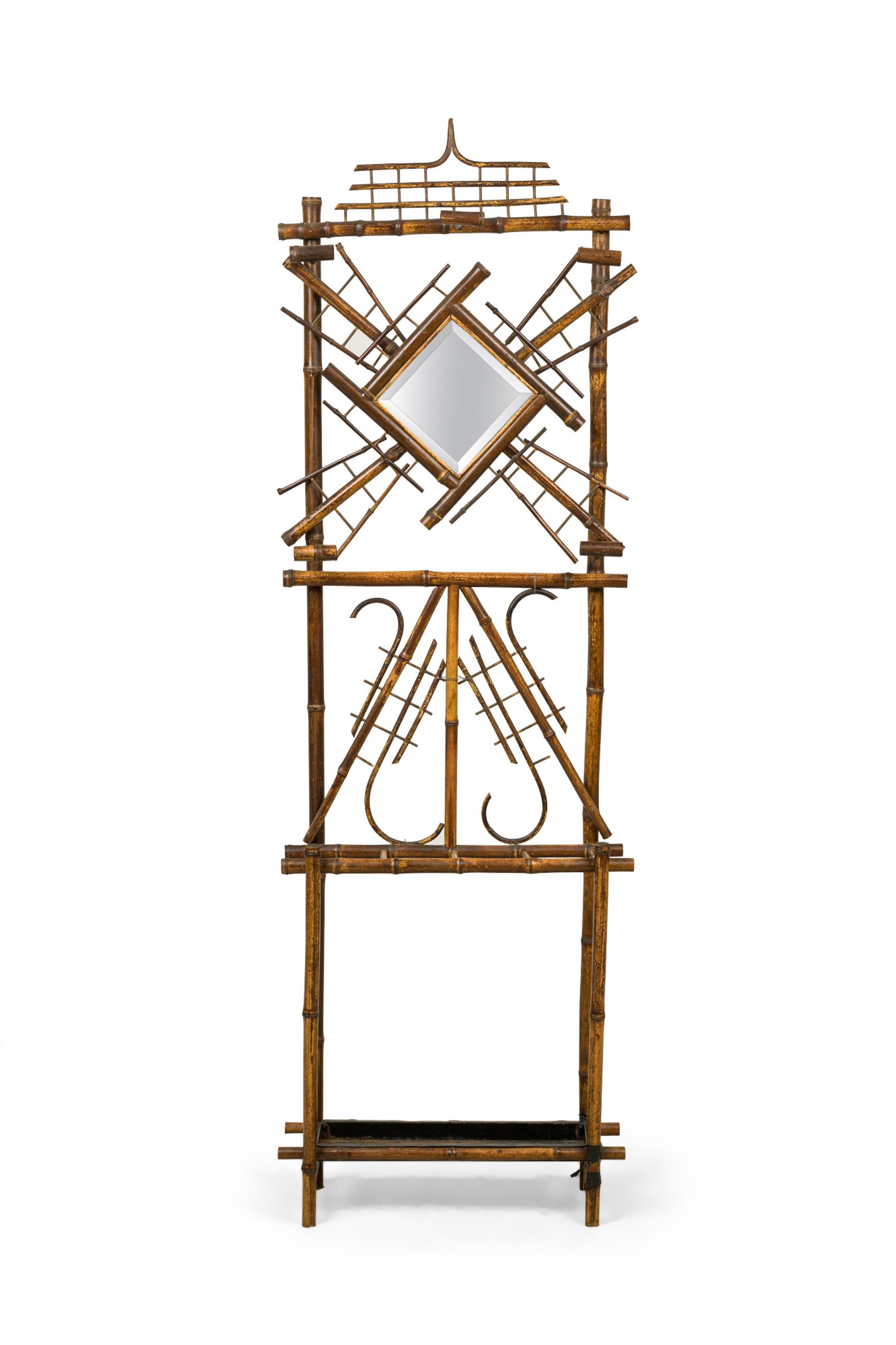 Bamboo Bentwood Standing Hat Rack / Umbrella Stand with Mirror 7