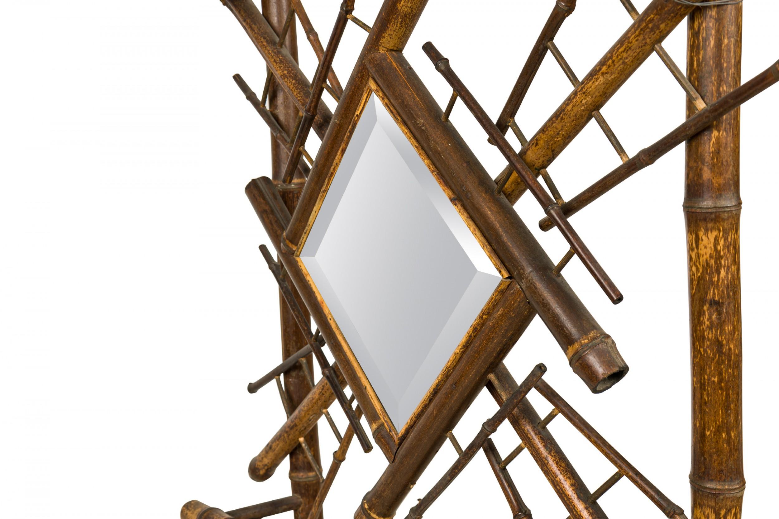 Austrian Bamboo Bentwood Standing Hat Rack / Umbrella Stand with Mirror