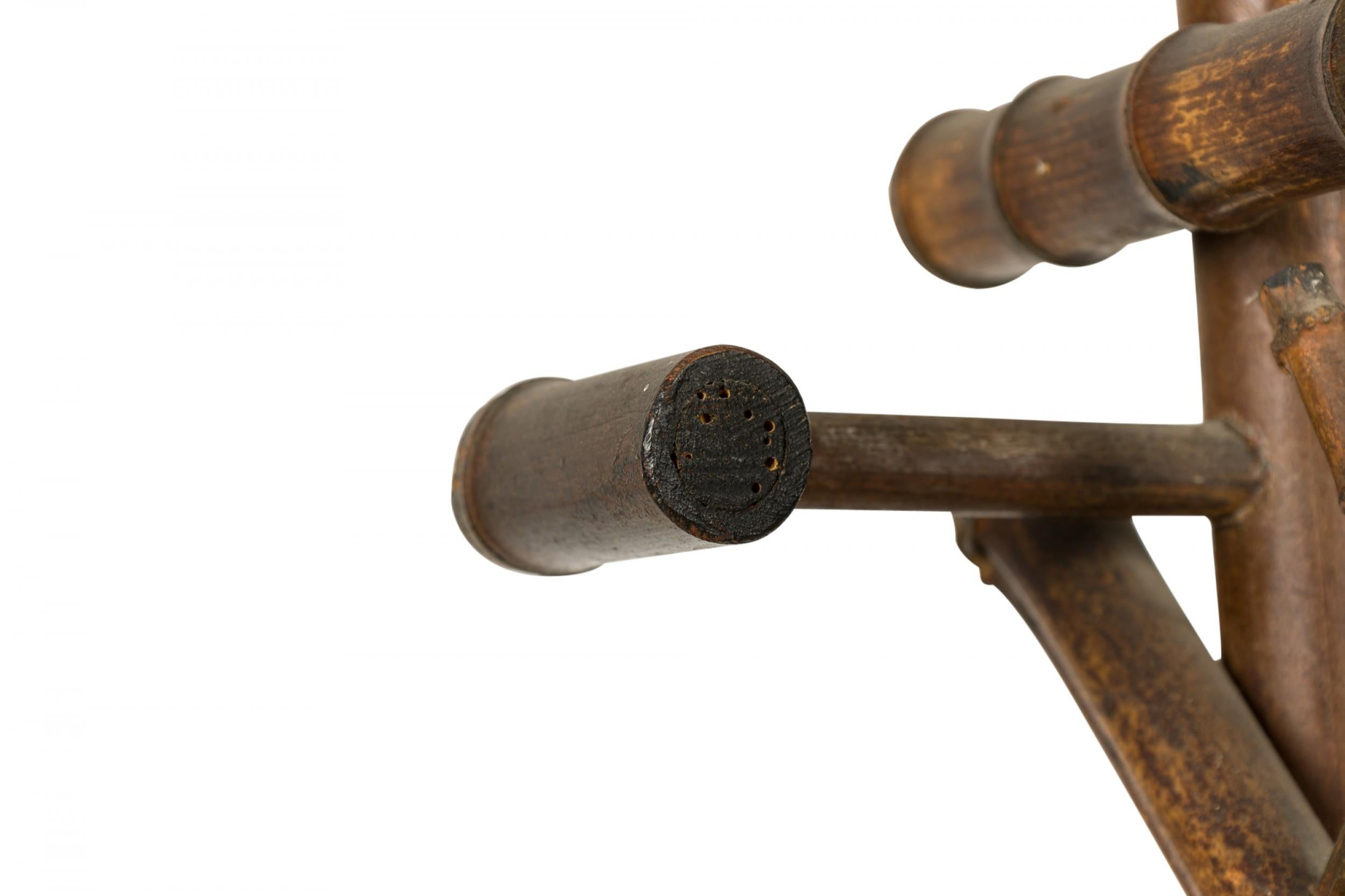 20th Century Bamboo Bentwood Standing Hat Rack / Umbrella Stand with Mirror