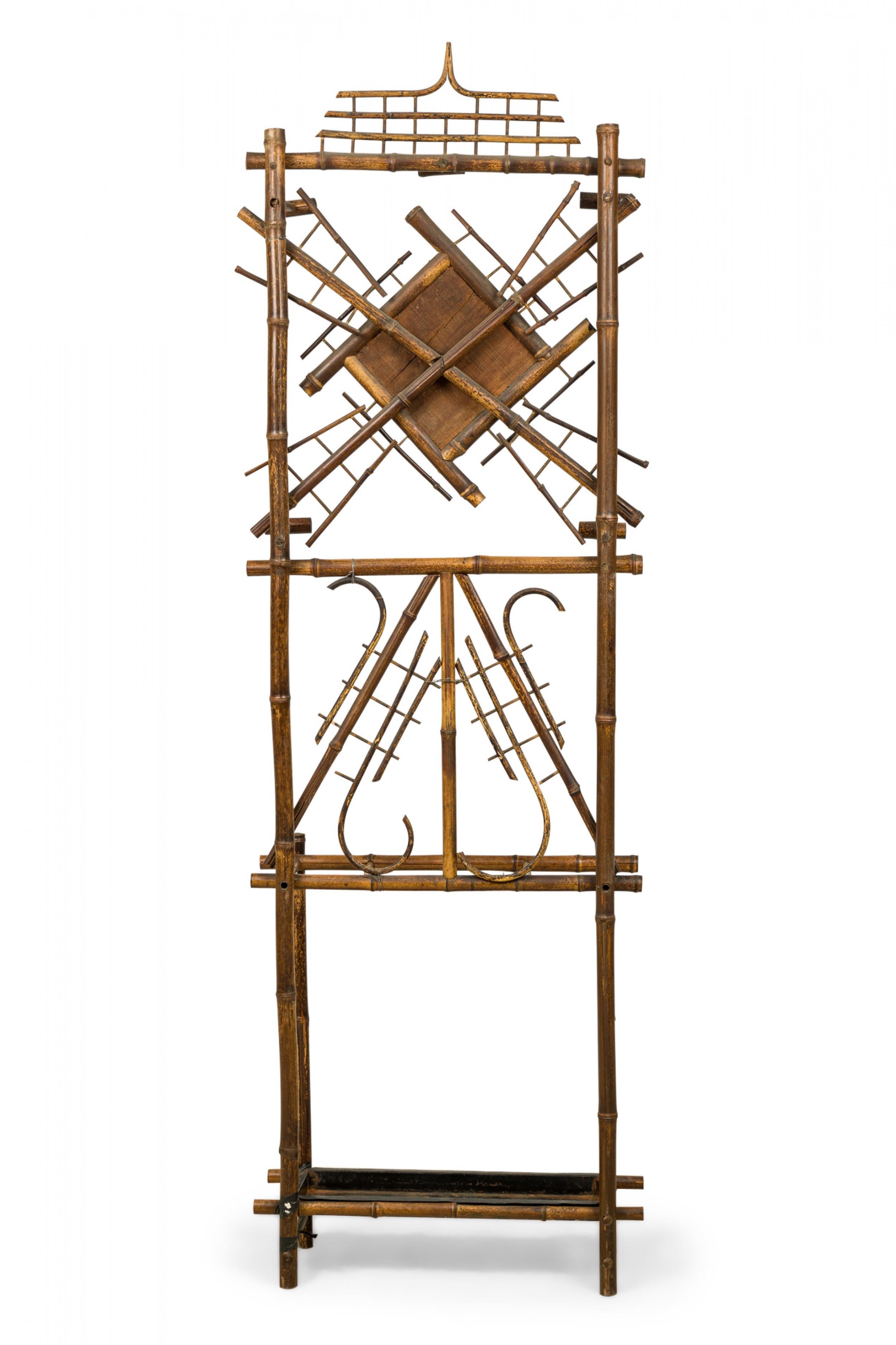Bamboo Bentwood Standing Hat Rack / Umbrella Stand with Mirror 2