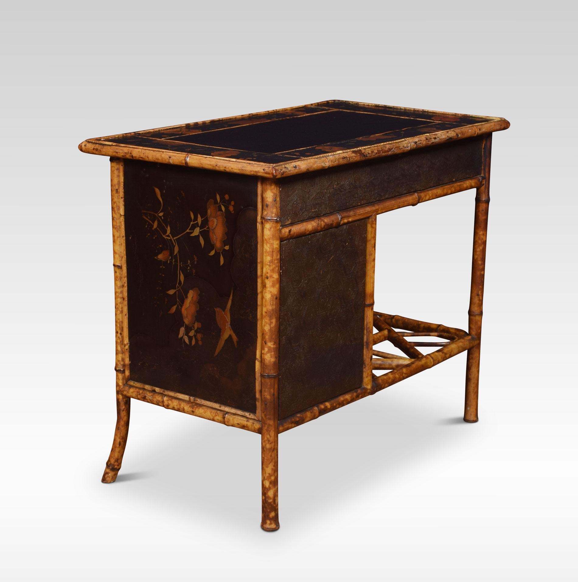 Bamboo Black Lacquered Writing Desk 5
