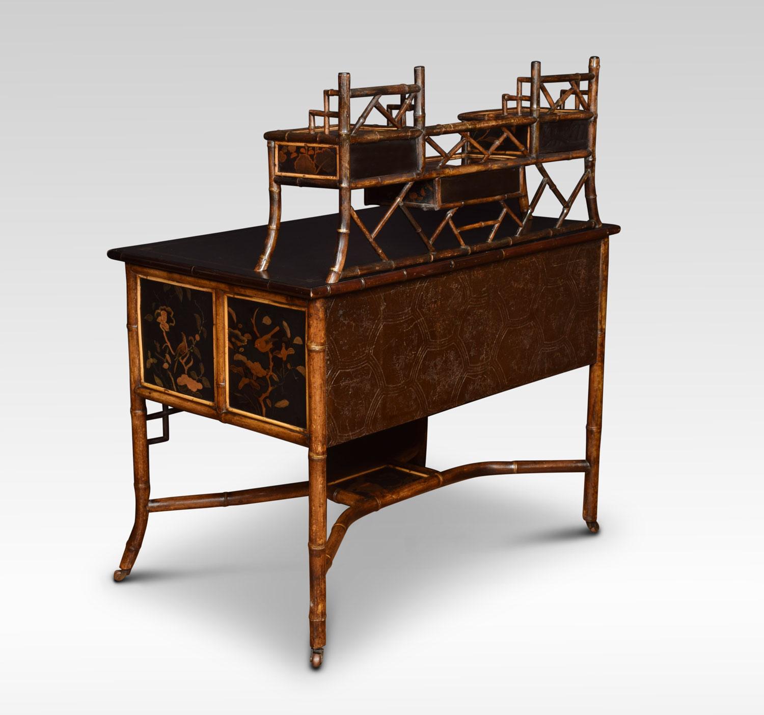 Bamboo Black Lacquered Writing Desk 6