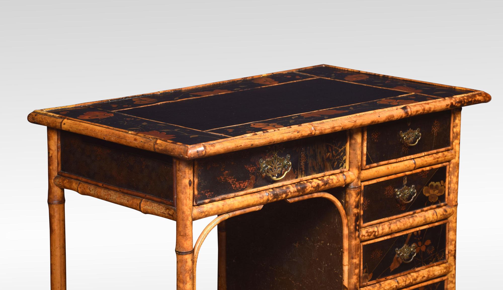 Bamboo Black Lacquered Writing Desk In Good Condition In Cheshire, GB