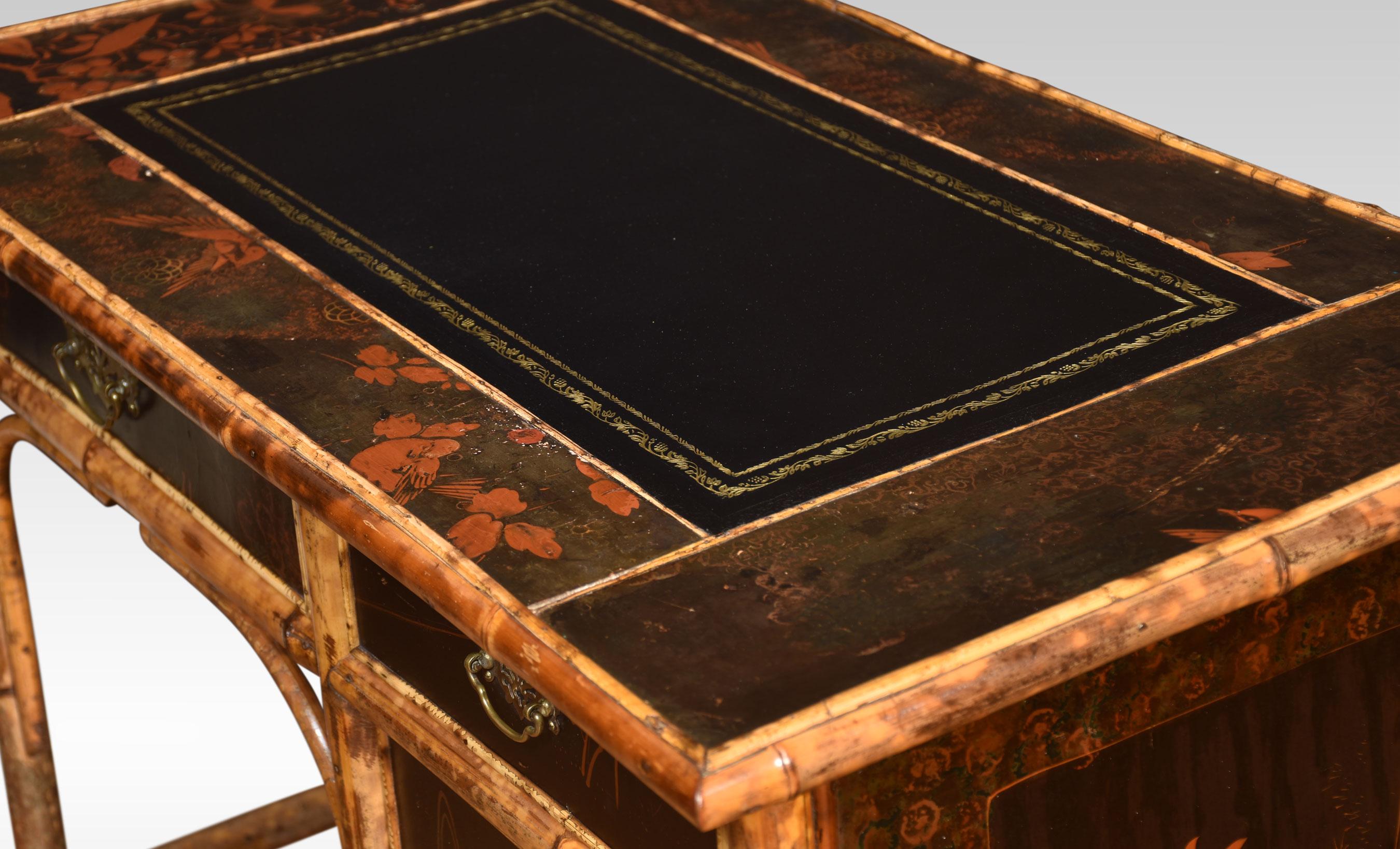 Bamboo Black Lacquered Writing Desk In Good Condition In Cheshire, GB