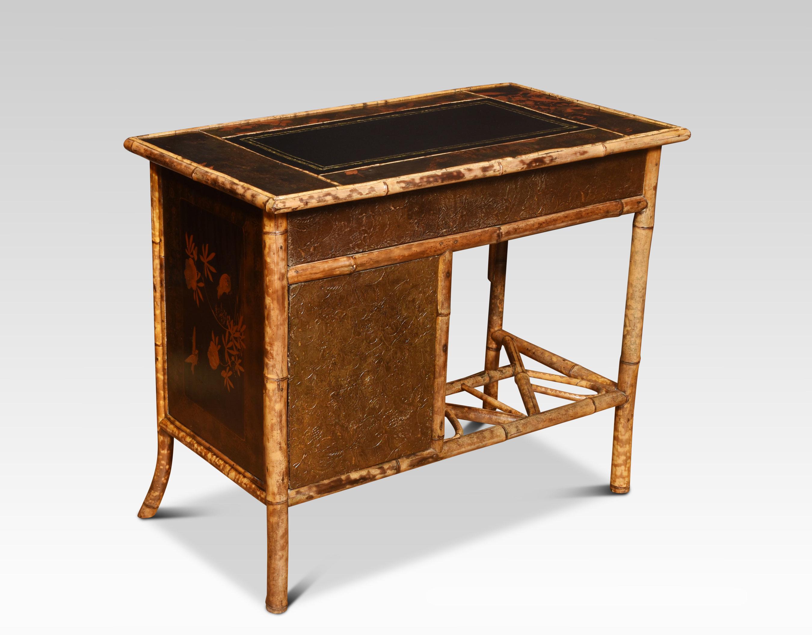 19th Century Bamboo Black Lacquered Writing Desk