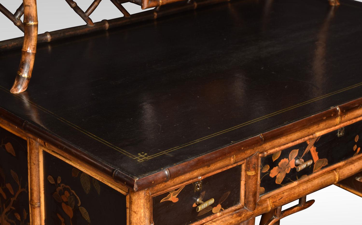 Bamboo Black Lacquered Writing Desk 2