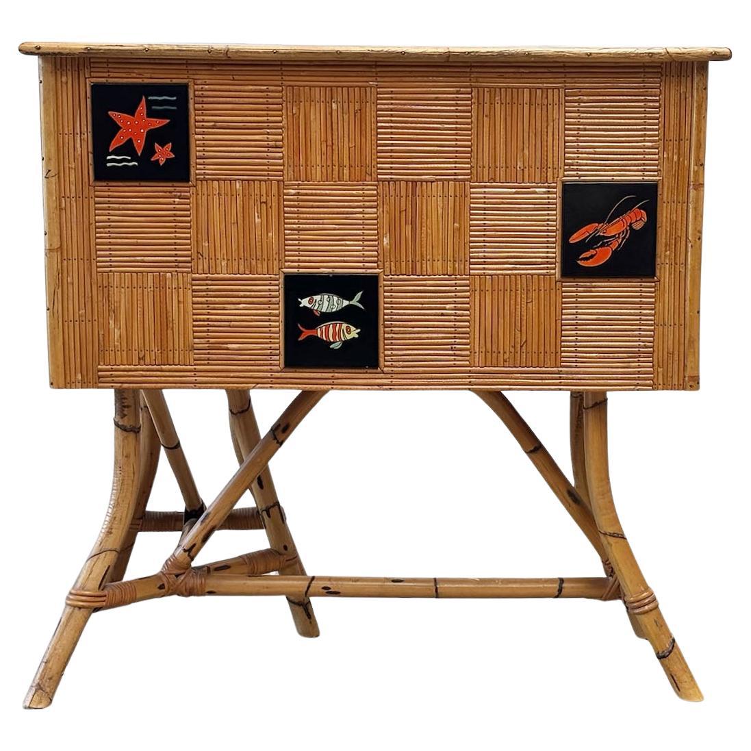 Bar in bambù in stile bohémien anni 
70