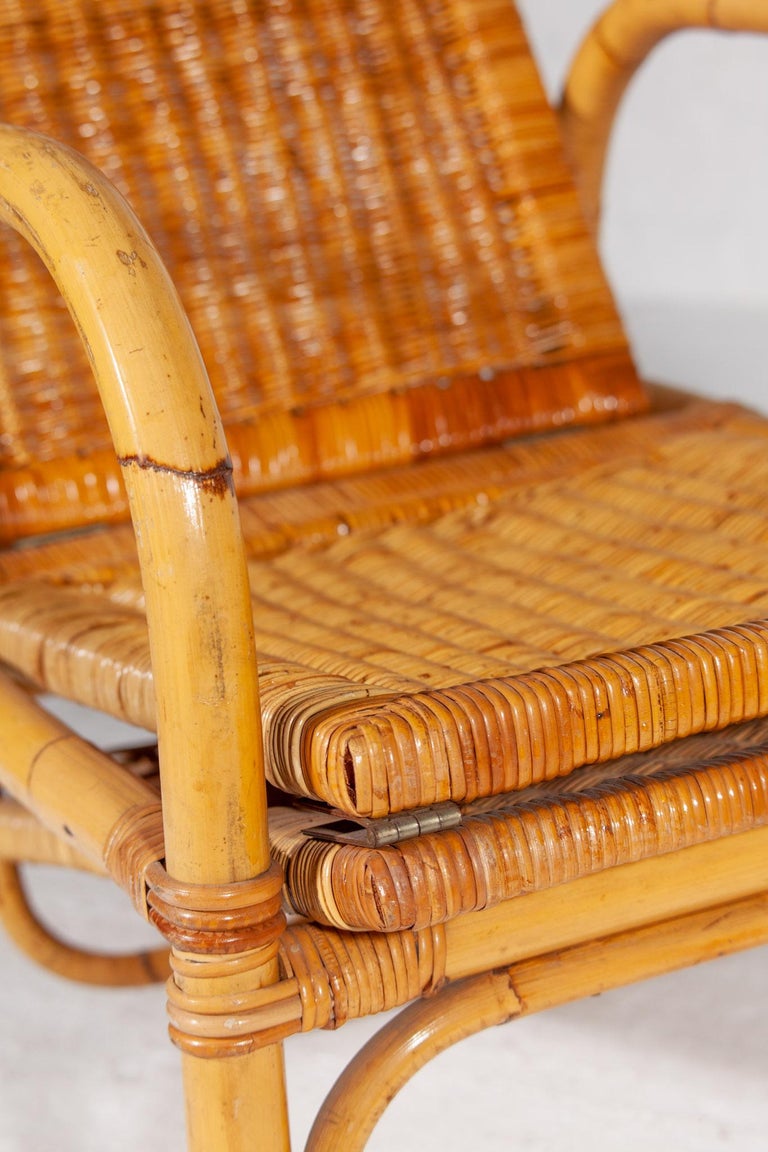 Bamboo Boho Rattan Easy Chair for your Patio, 1960s Italy, with Foot Stool  For Sale at 1stDibs | vintage bamboo patio furniture, 1960s patio, bamboo  chaise lounge, image size:768x1152