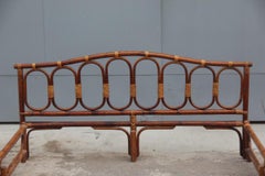 Bamboo Midcentury Bed Italian Design Brown Canes 1950s Matrimonial