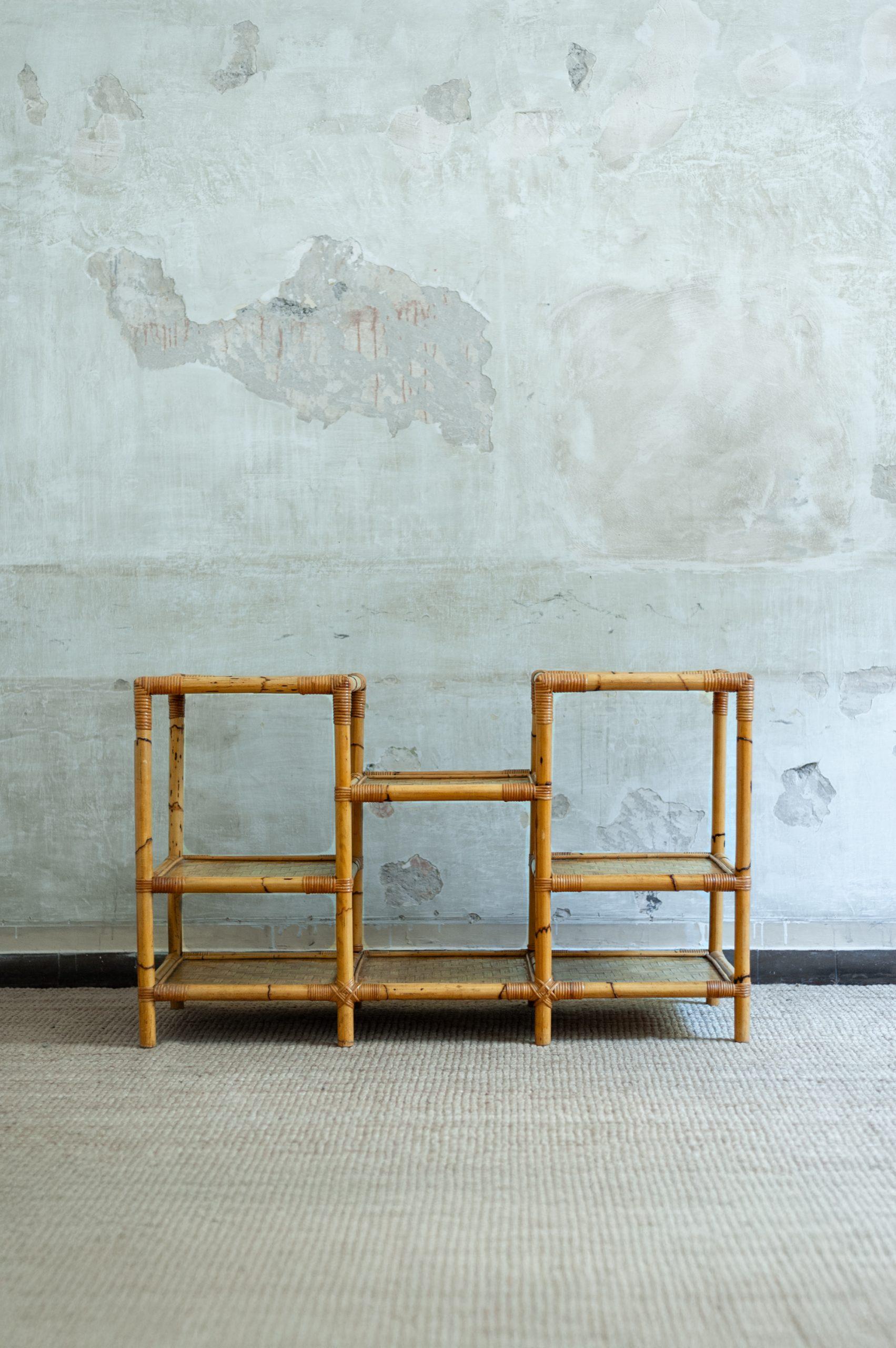 Italian Bamboo Bookshelf – 1970s For Sale