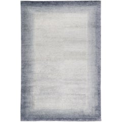 Bamboo Border Blue 10x8 Rug in Bamboo Yarn by The Rug Company