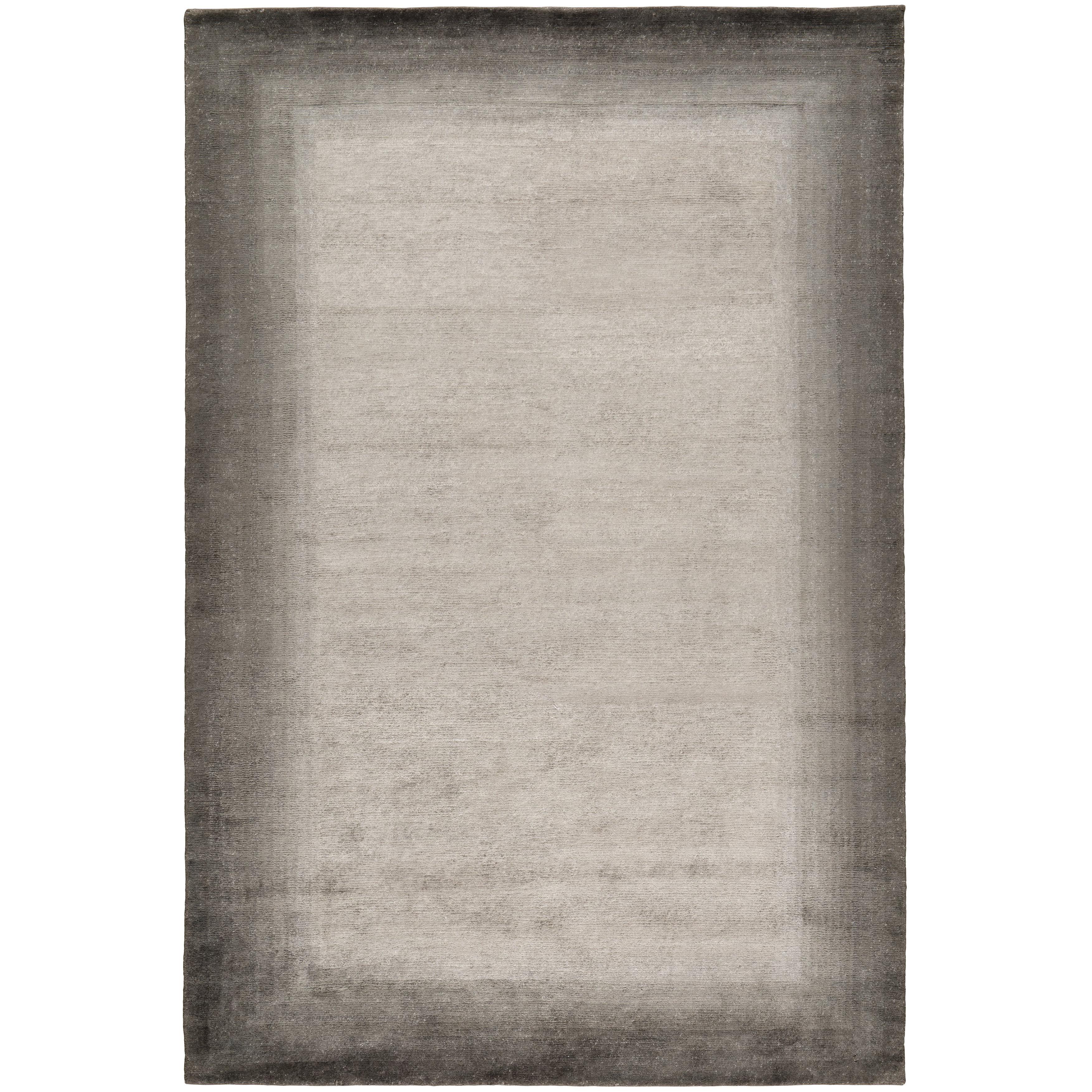 Bamboo Border Charcoal 10x8 Rug in Bamboo Yarn by The Rug Company For Sale