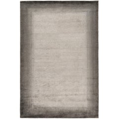 Bamboo Border Charcoal 10x8 Rug in Bamboo Yarn by The Rug Company