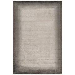 Bamboo Border Charcoal Area Rug in Bamboo Yarn by the Rug Company