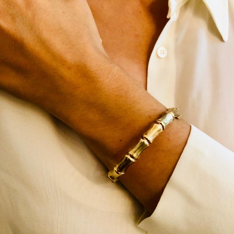 Bamboo Bracelet 9 Carat Yellow Gold, British Made For Sale at 1stDibs