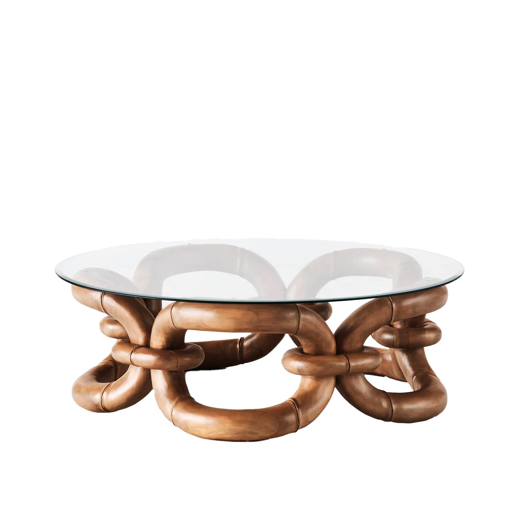 Mesa baja de bambú con tapa de cristal, pequeña Moderno de mediados de siglo en venta