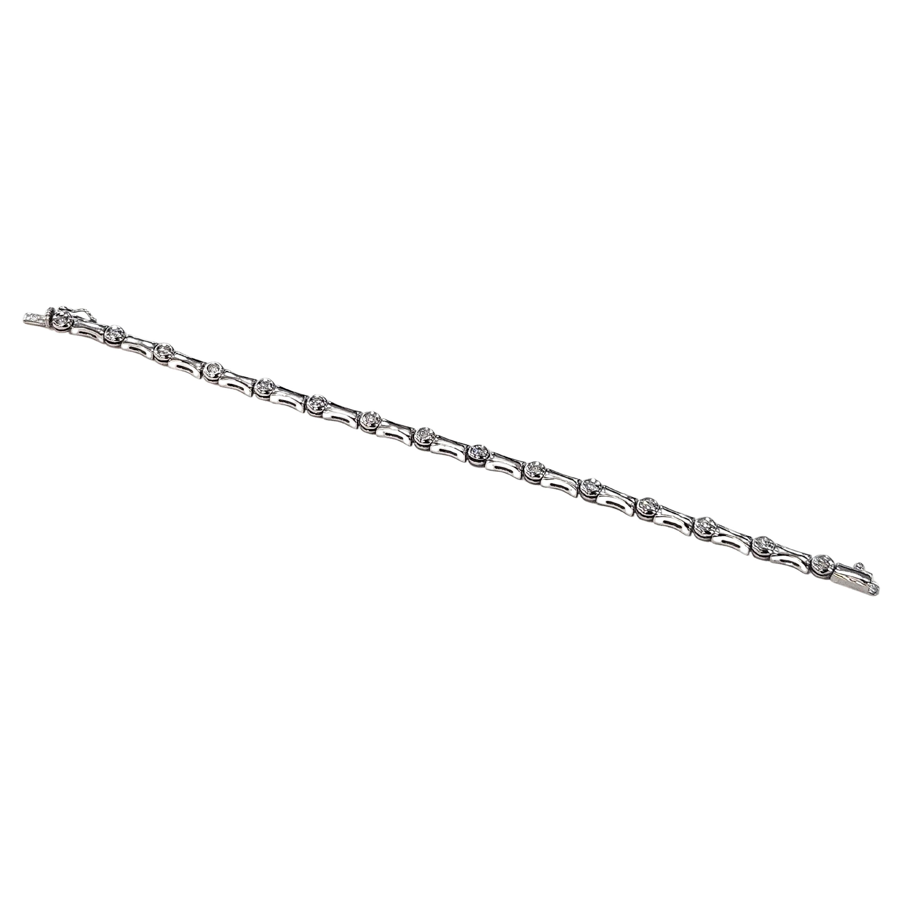 Bracciale Bamboo Diamante Naturale Cwt 0.75 Oro Bianco 18 Karati in vendita 7