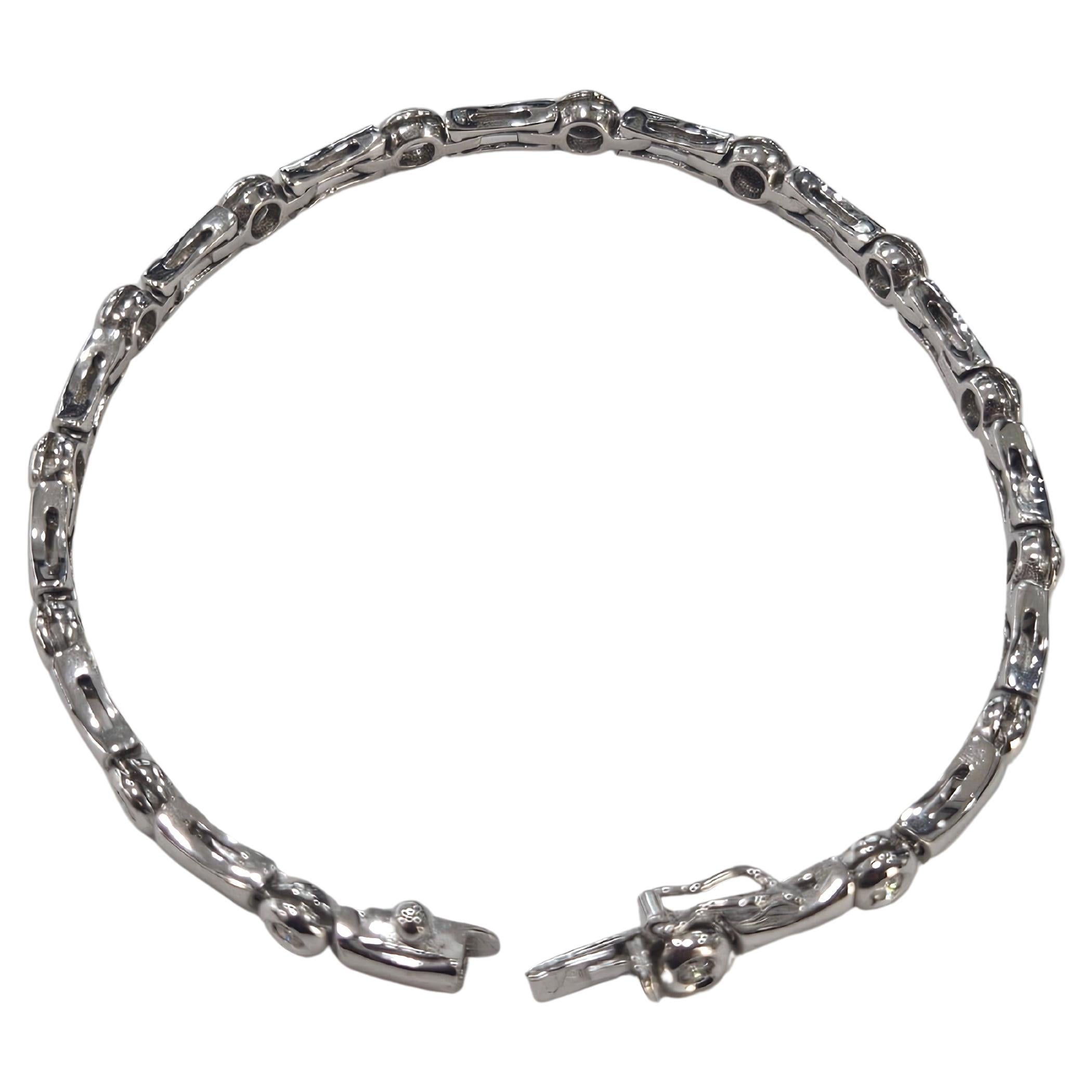 Contemporaneo Bracciale Bamboo Diamante Naturale Cwt 0.75 Oro Bianco 18 Karati in vendita