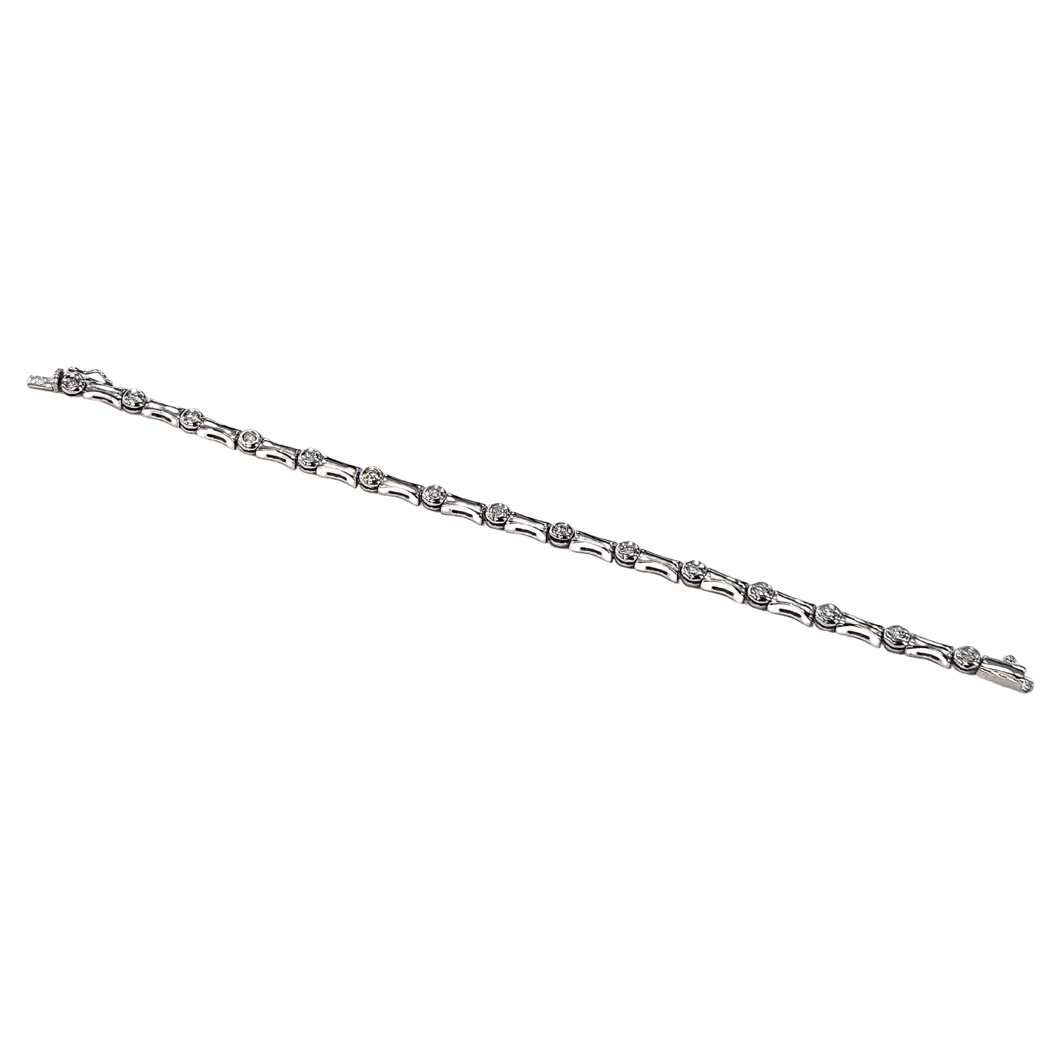 Bracelet Bambou Diamant Naturel Cwt 0.75 Or Blanc 18 Karat